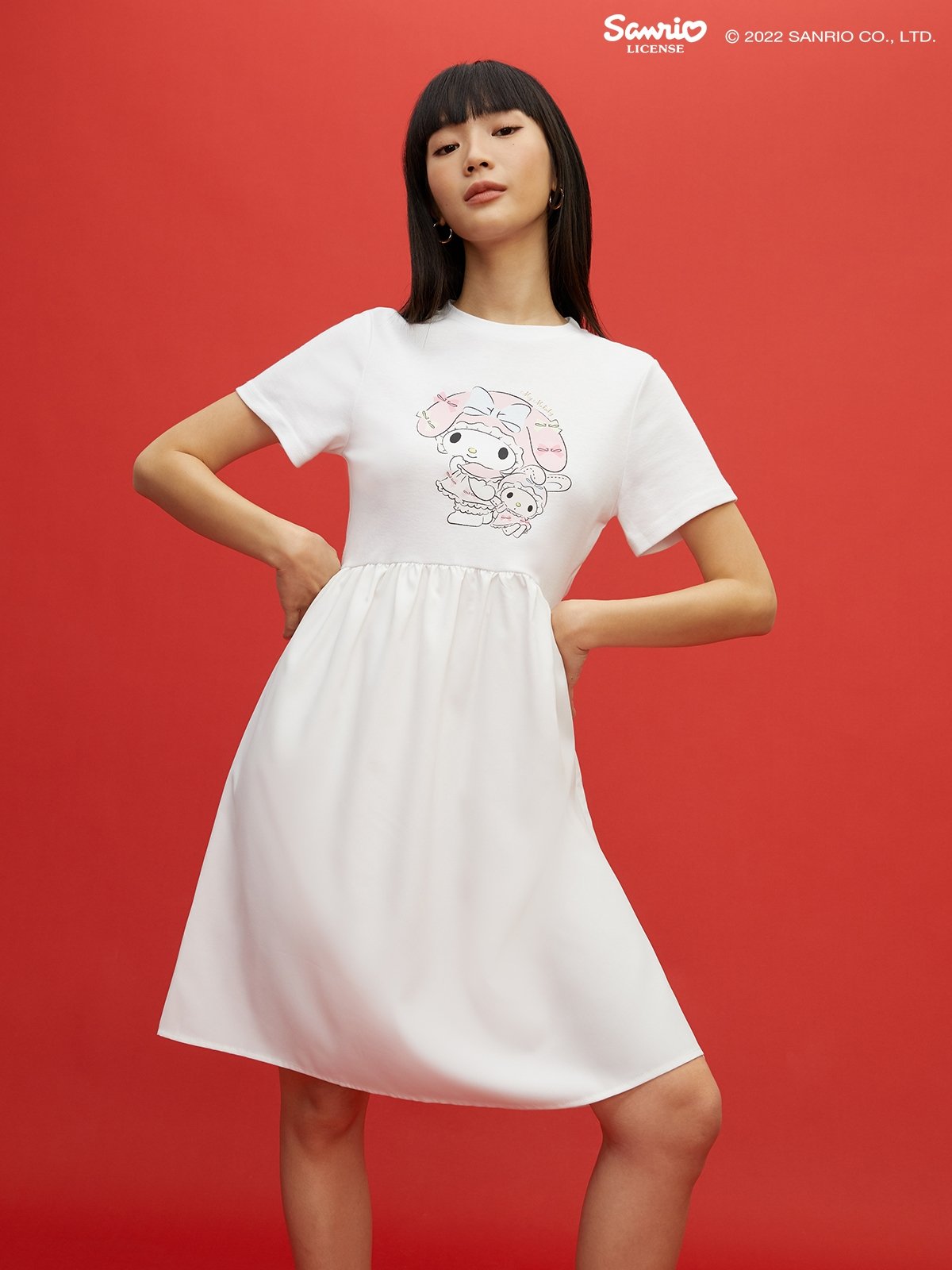 Pomelo x My Melody Graphic Tee Dress White Pomelo Fashion