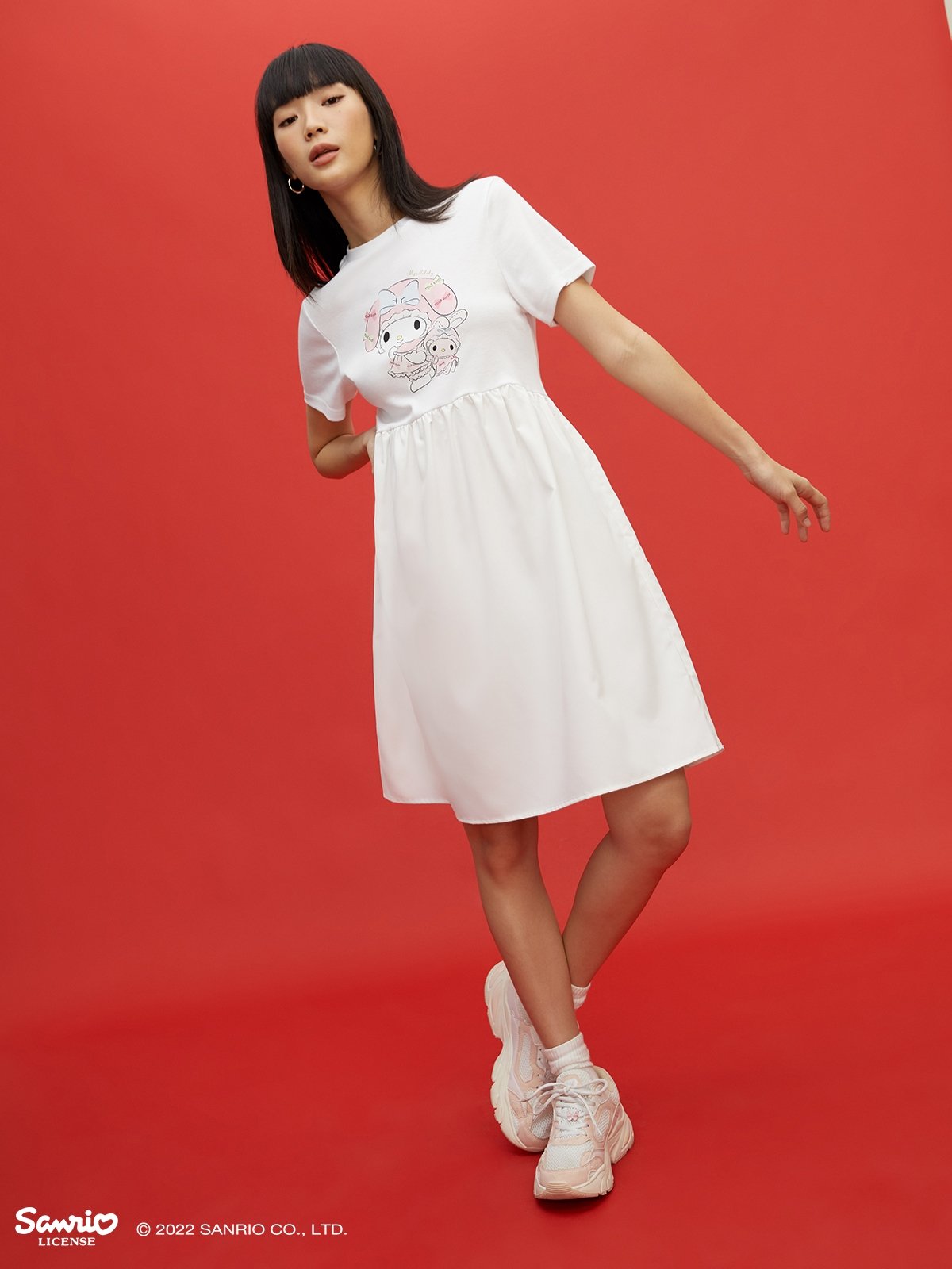 Girls white t shirt dress top
