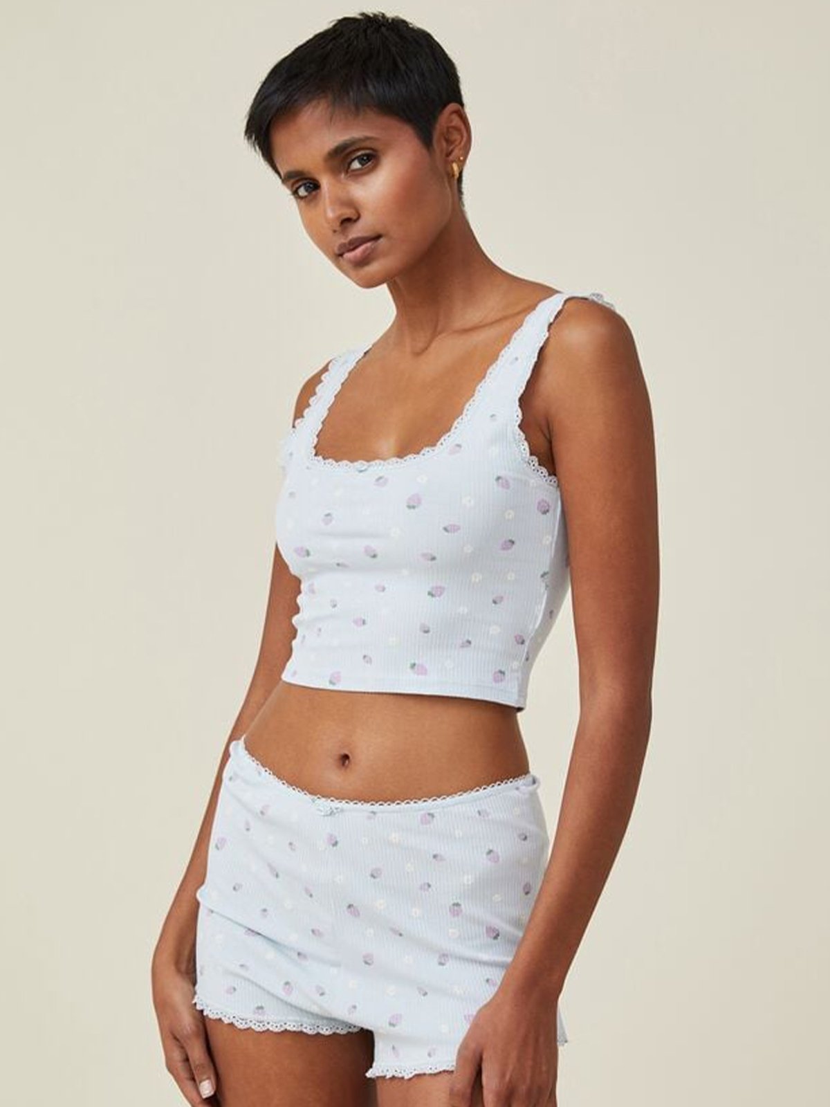 Body Sleepwear Rib Lace Tank Country Air Strawberry Daisy Pomelo Fashion