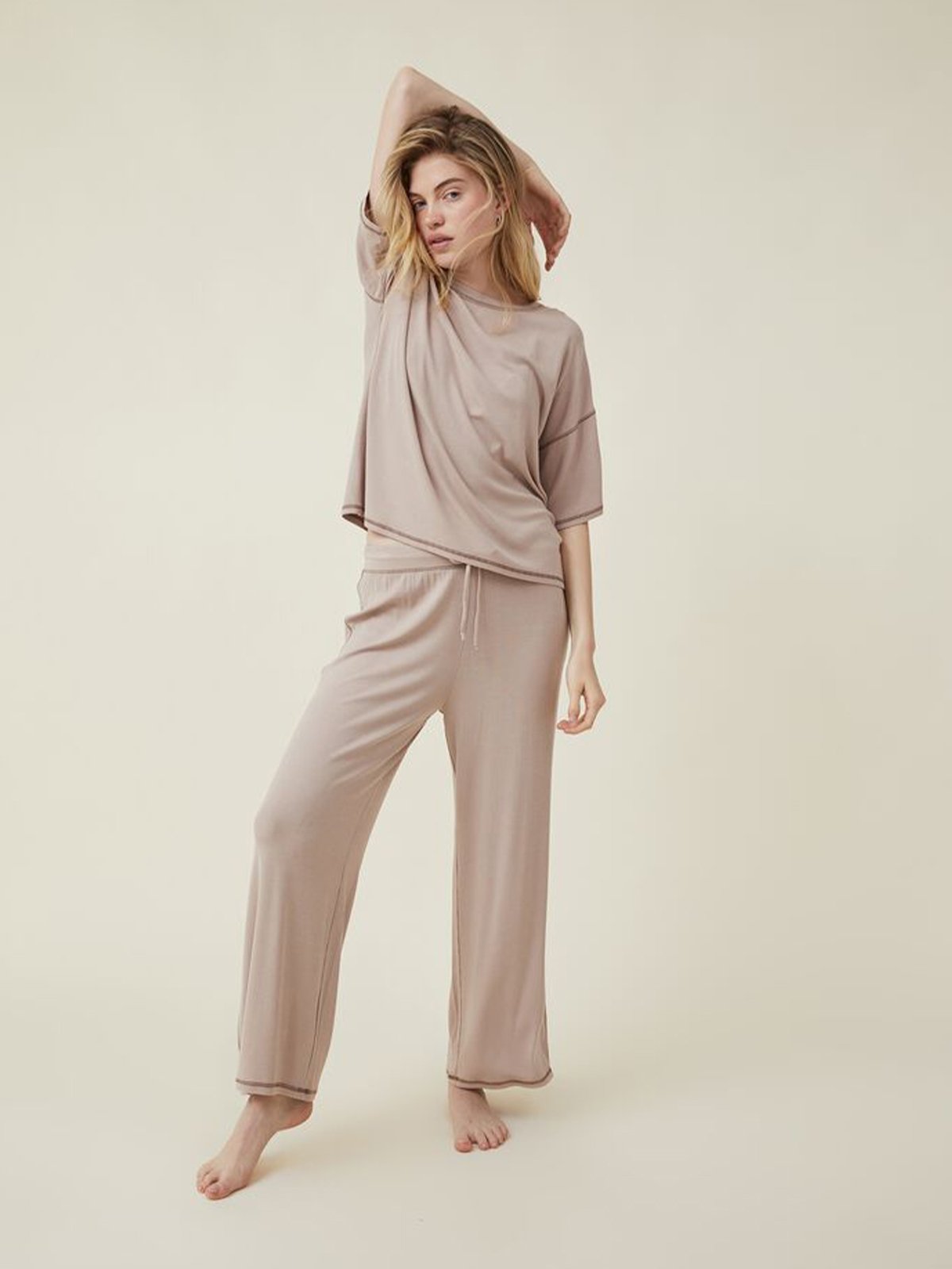 Body Sleepwear Sleep Recovery Wide Leg Pant Honey Brown Pomelo Fashion