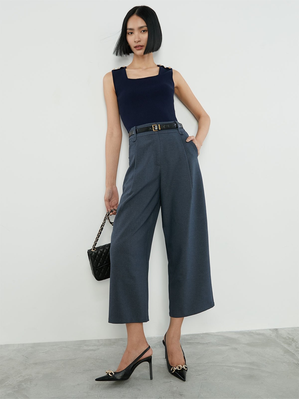 Wide Leg Pants Dark Grey