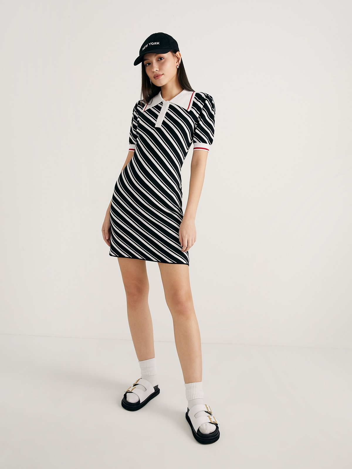 Black and white clearance striped mini dress