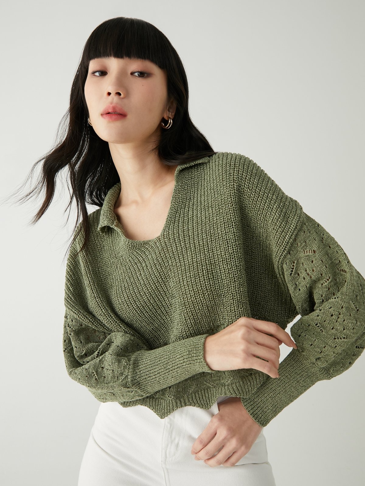 Knit Sweater Green Pomelo Fashion