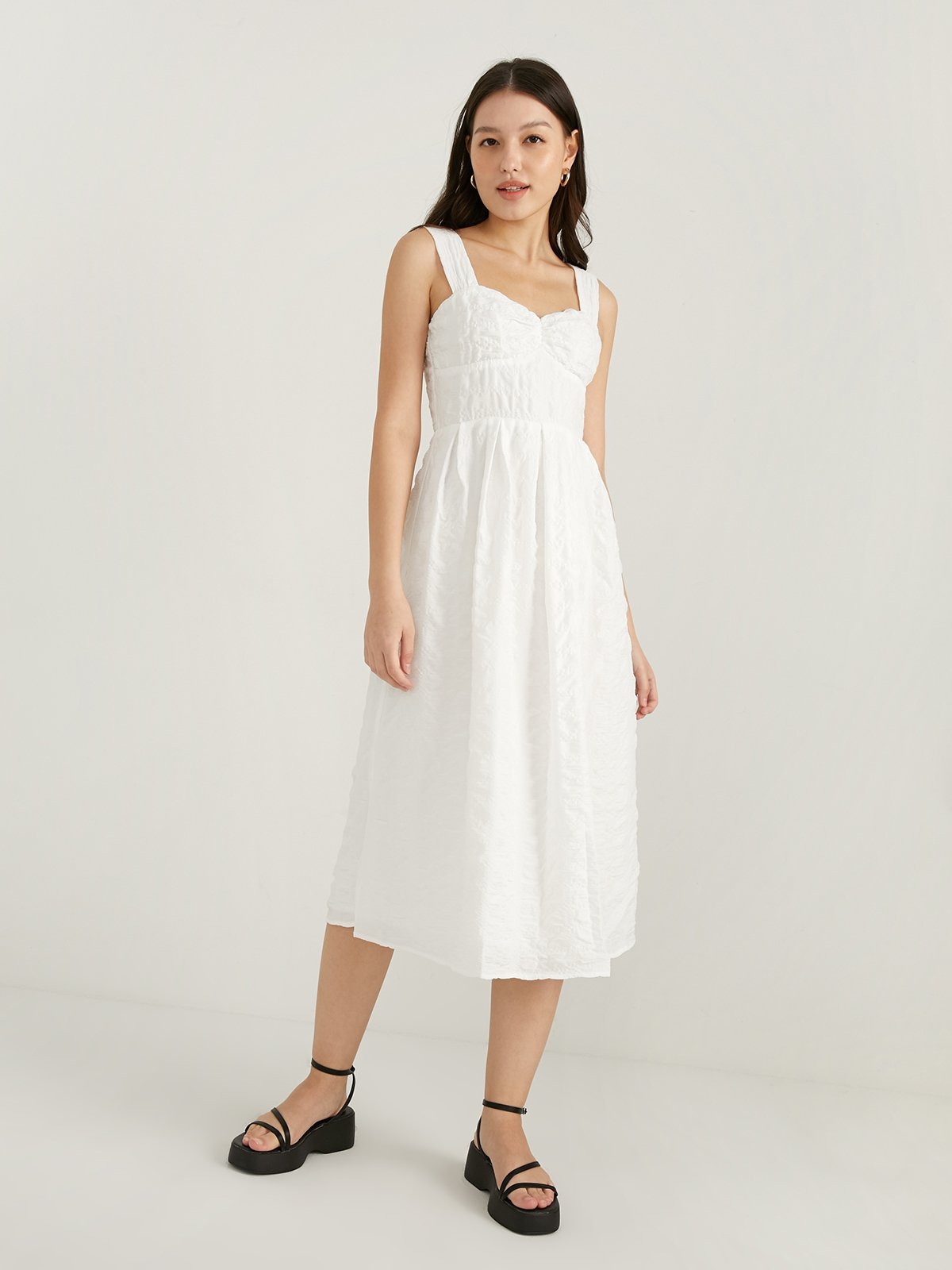 Sleeveless Midi Dress White Pomelo Fashion