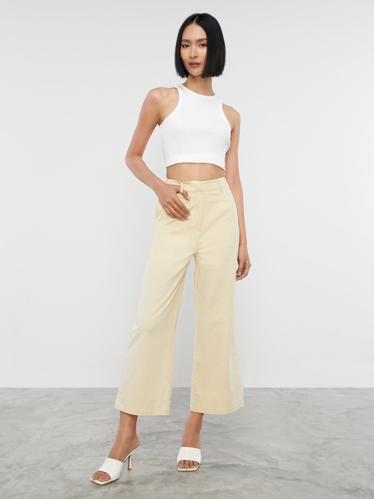 Wide Leg Pants Cream Pomelo Fashion