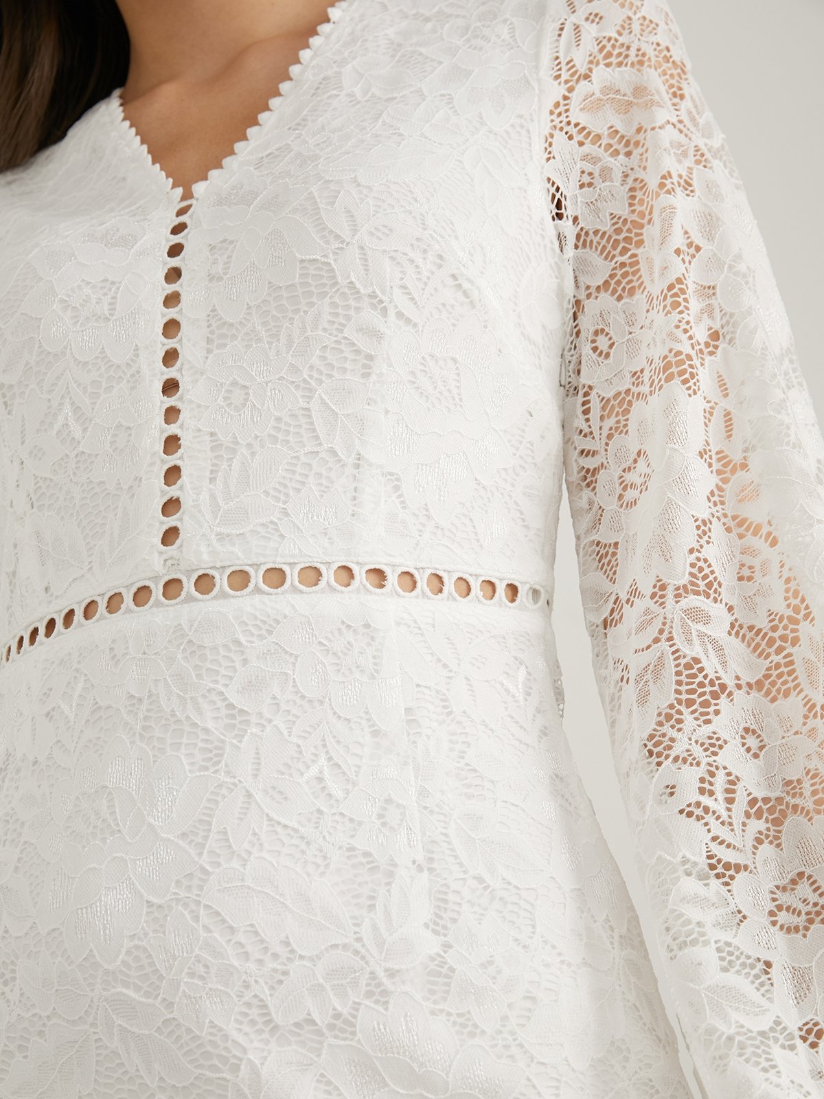 White lace midi dress cheap long sleeve
