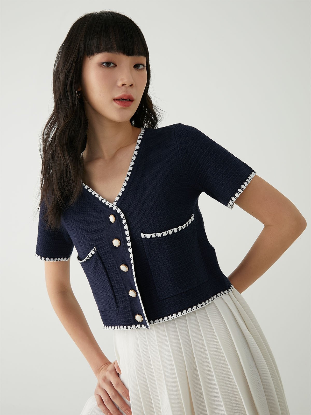 Sleeveless Blue Blouse and Printed Shorts