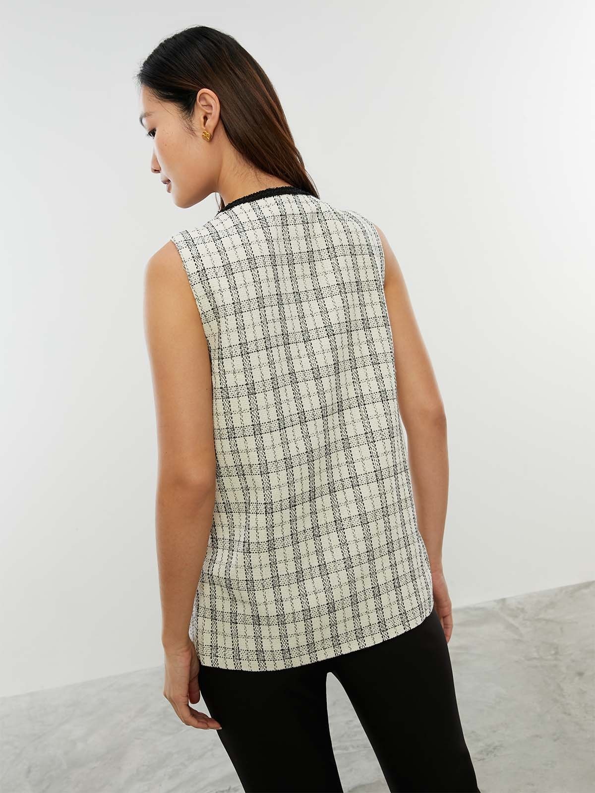 Plaid sleeveless vest cheap