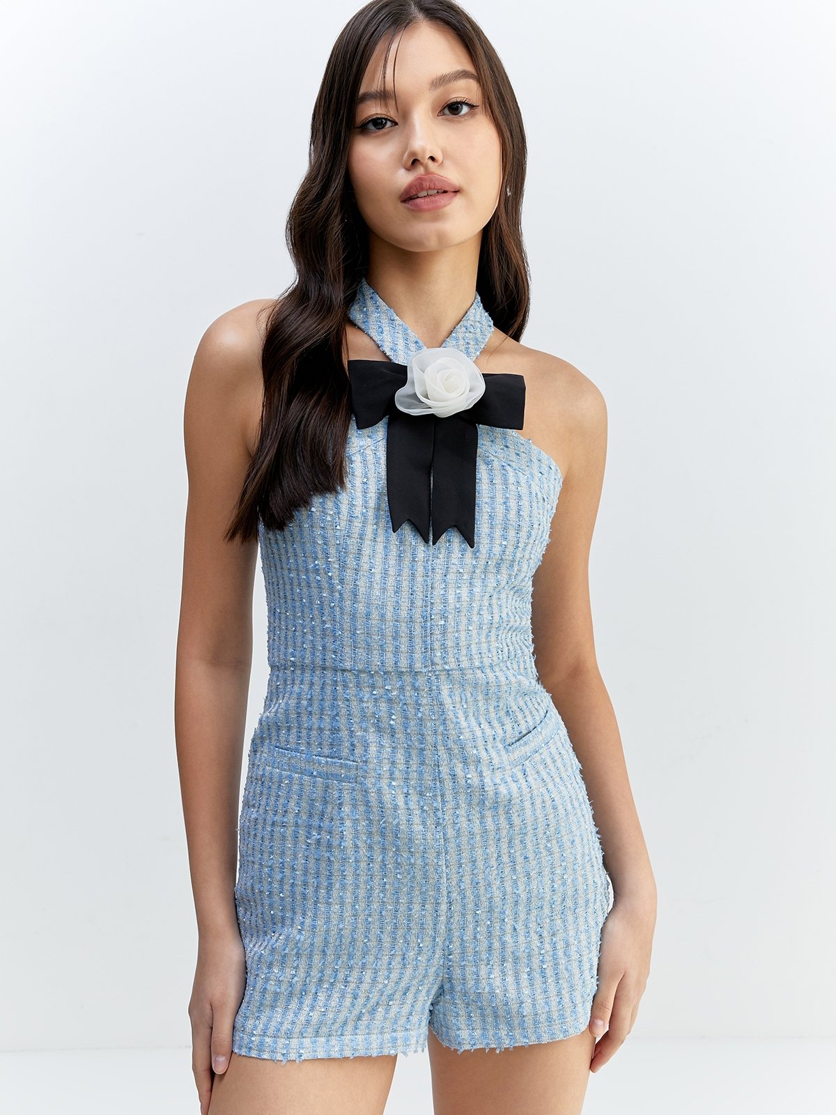 Halter shorts romper top
