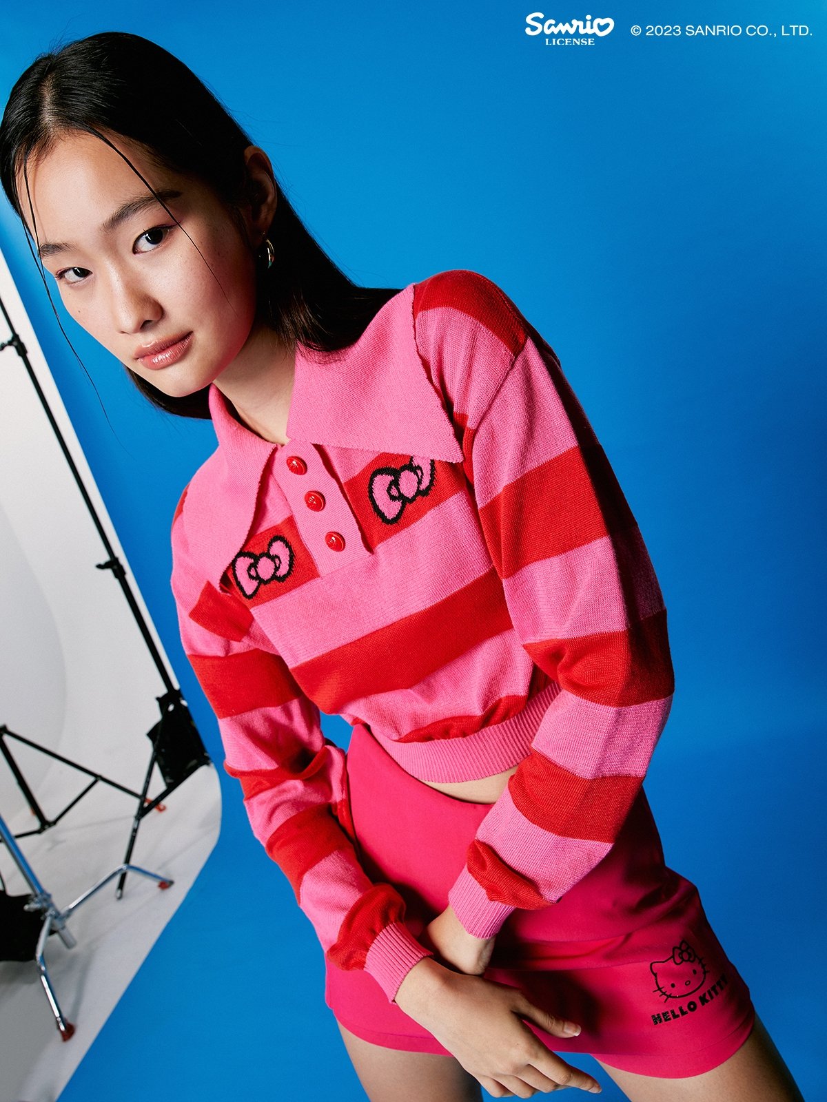 Pomelo x Hello Kitty Sustainable Smocked Waist Blouse Pink Pomelo