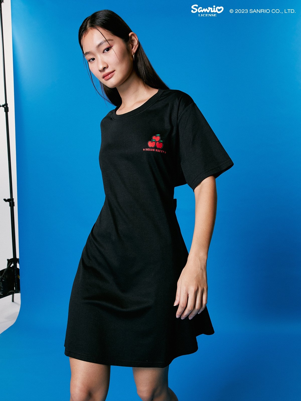 Pomelo x Hello Kitty Sustainable Bow Detailed Open Back Dress Black