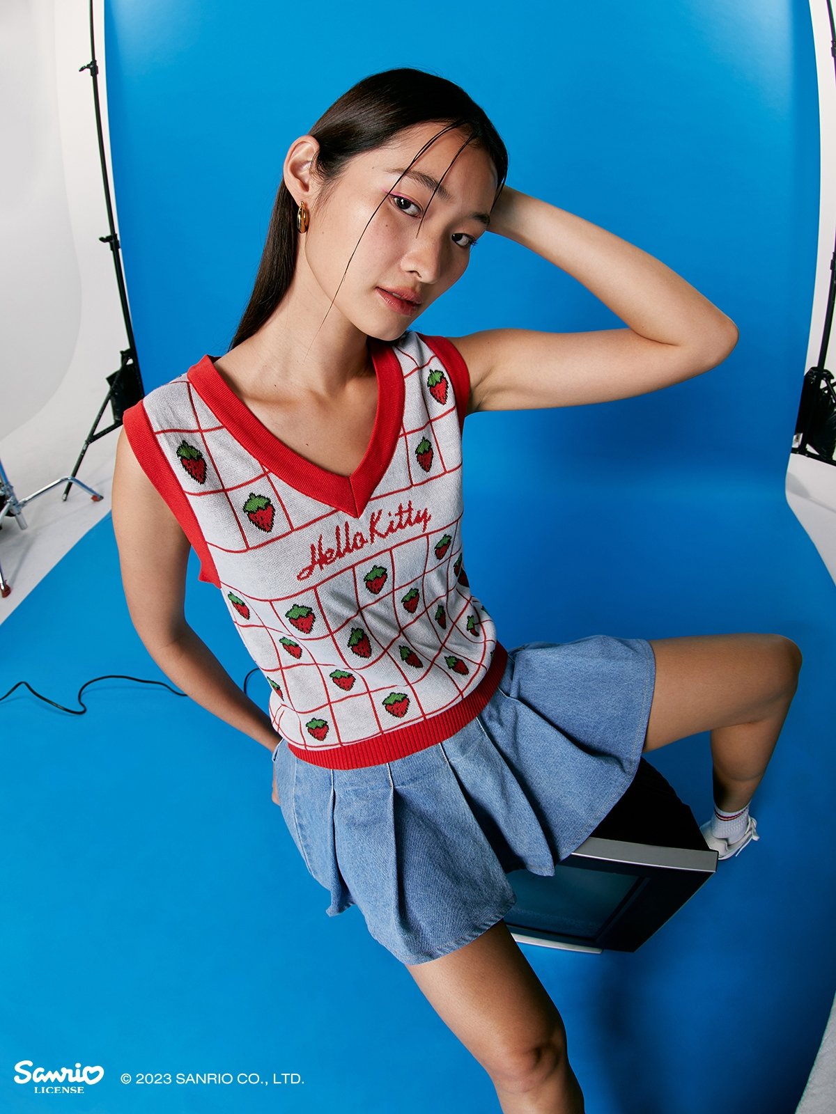 Pomelo x Hello Kitty Sustainable Contrast Trim Vest White Pomelo