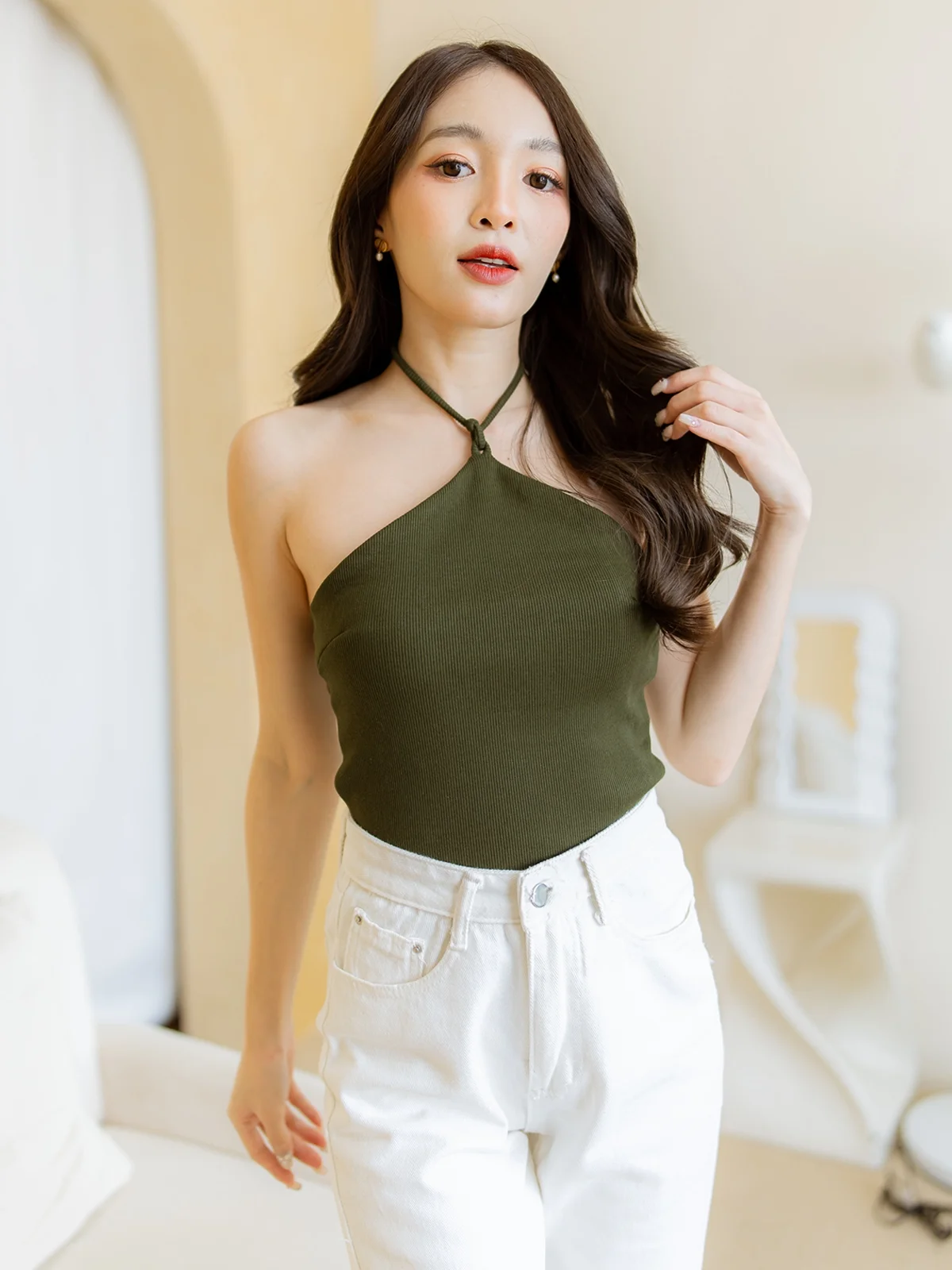 Cross Crop Top - Green - Pomelo Fashion