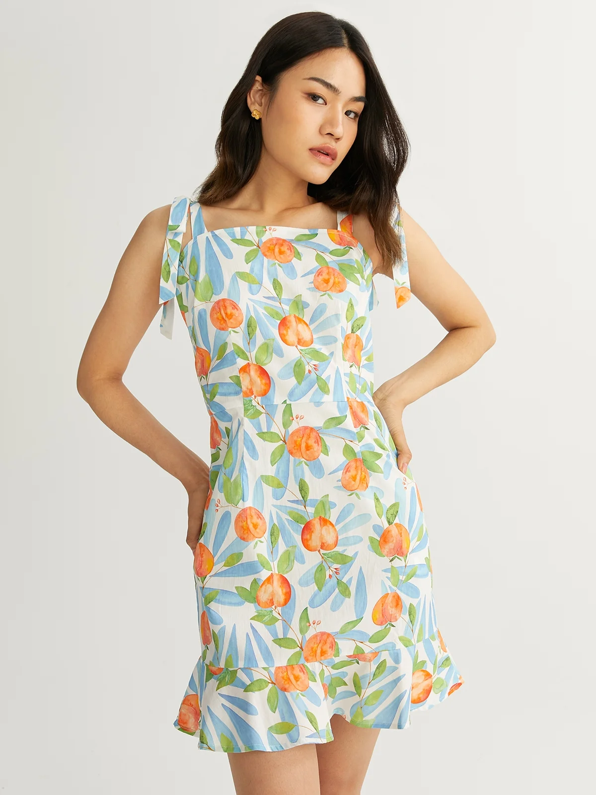 Peach Mini Mykonos Dress - Multi Color - Pomelo Fashion