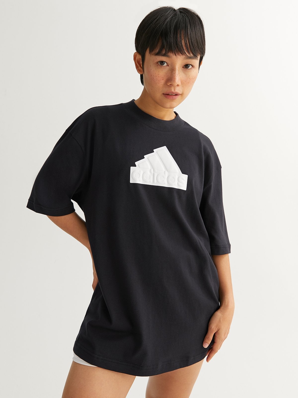Adidas black t shirt dress discount