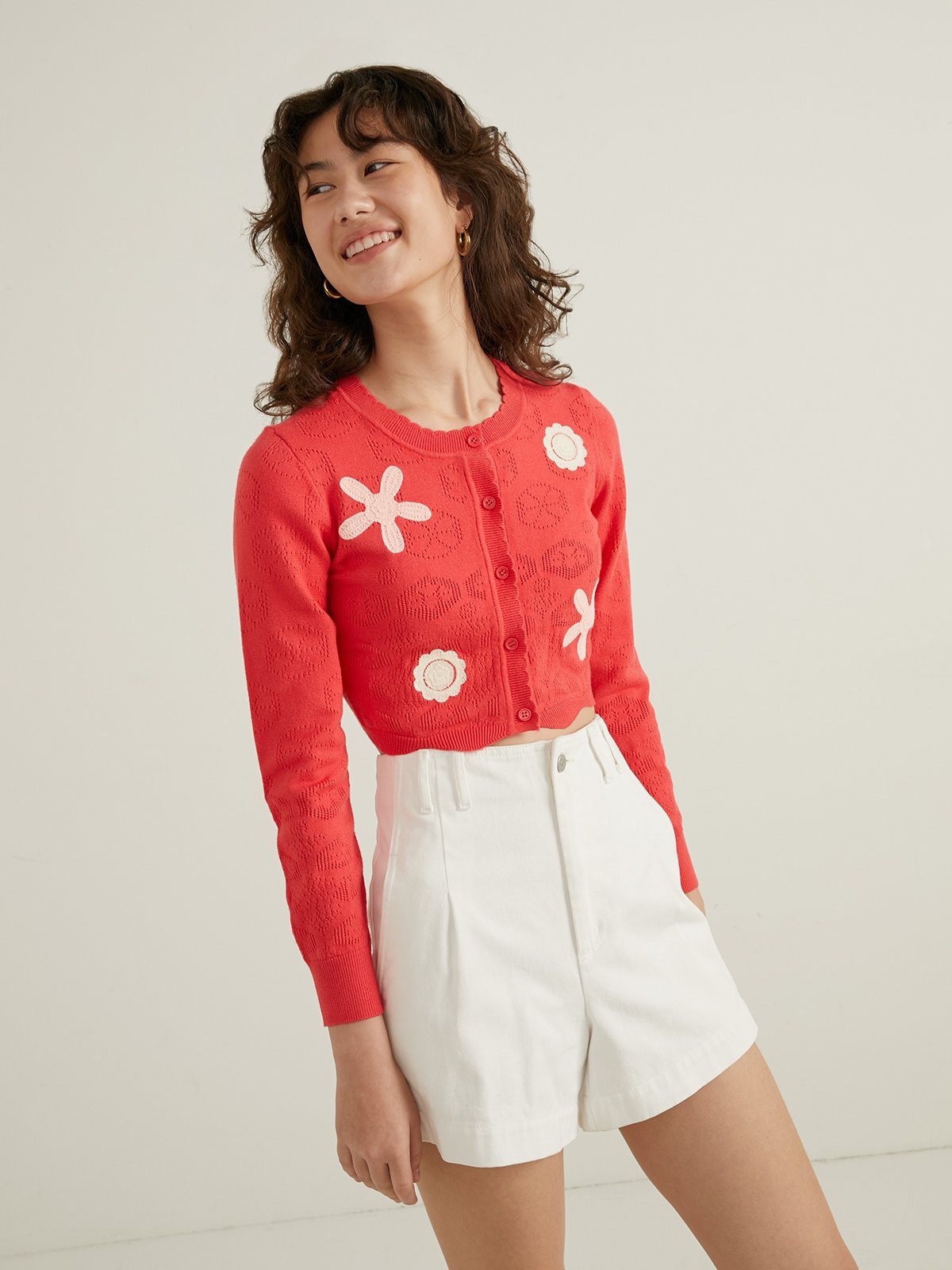 Red 2024 fitted cardigan