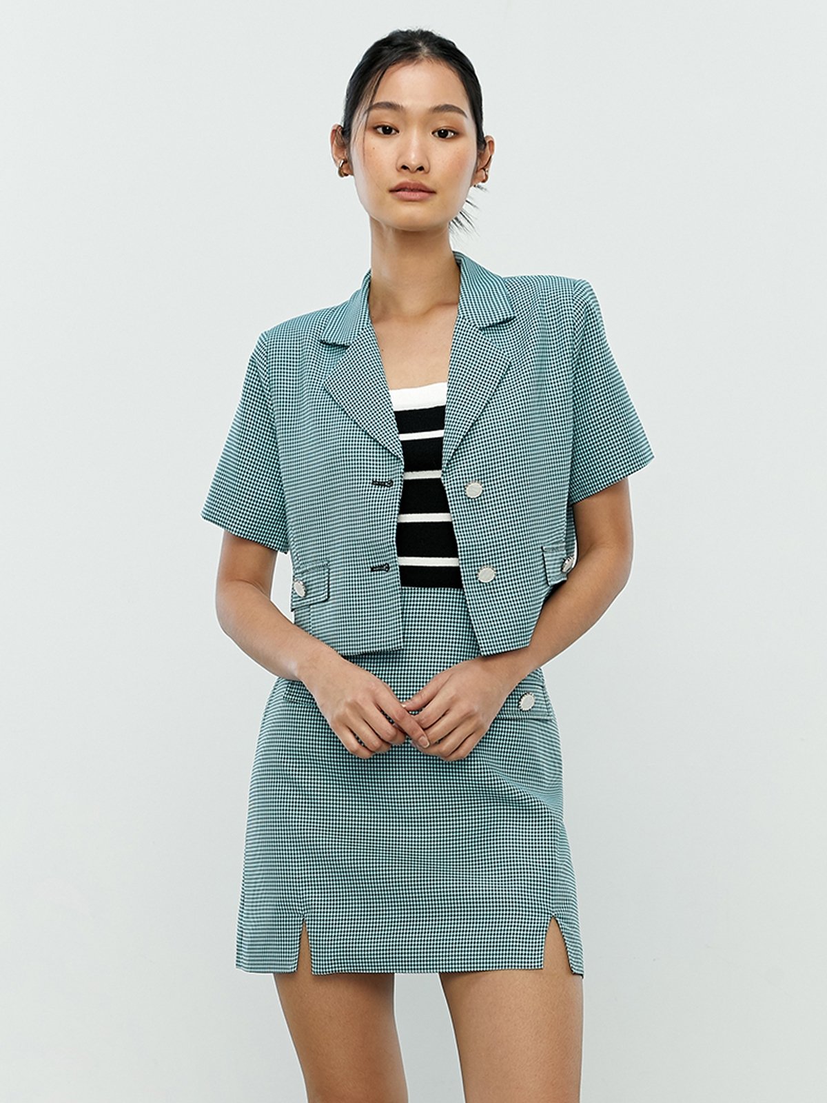 Blue sales houndstooth skirt