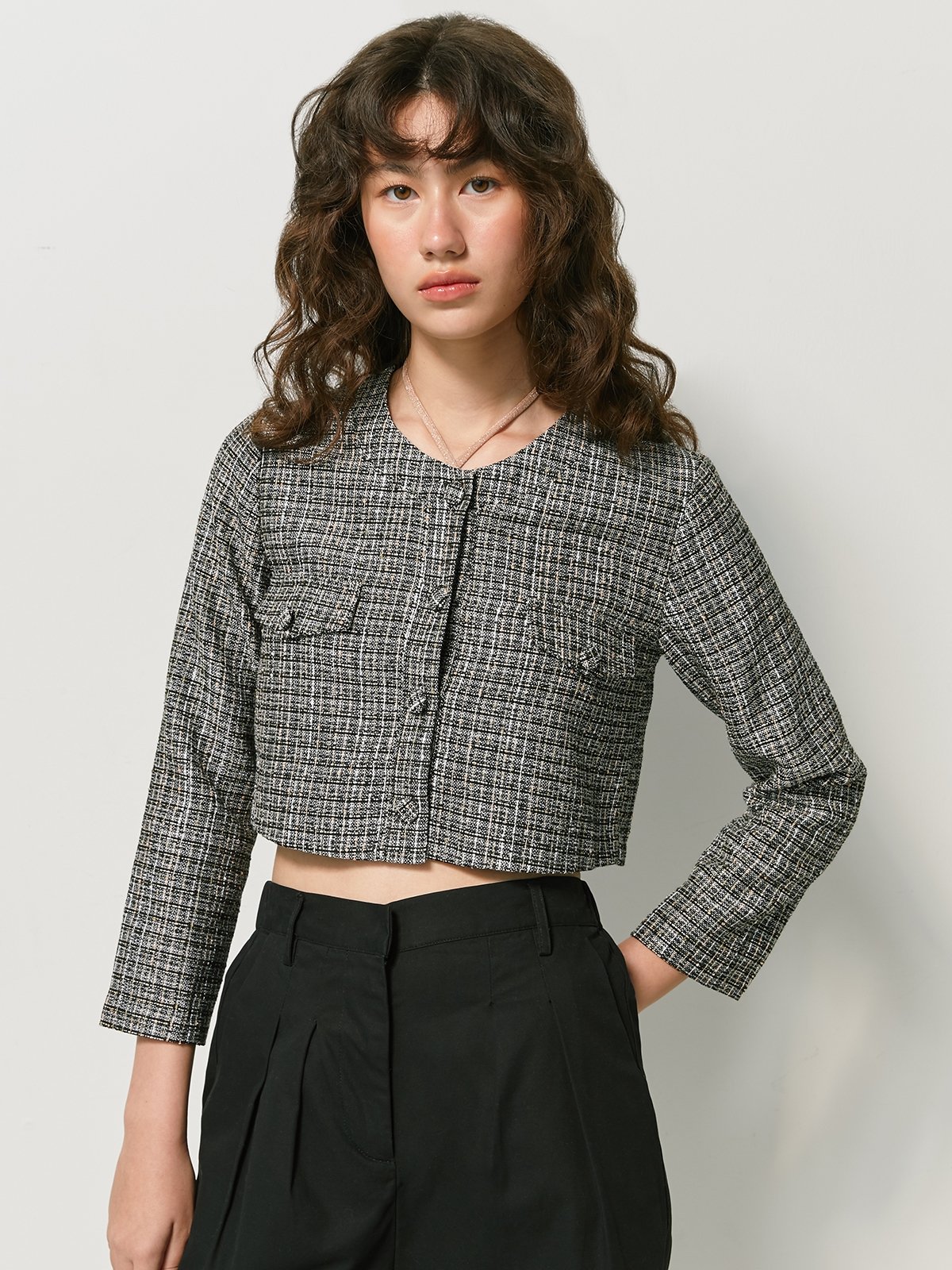 White and black tweed new arrivals jacket