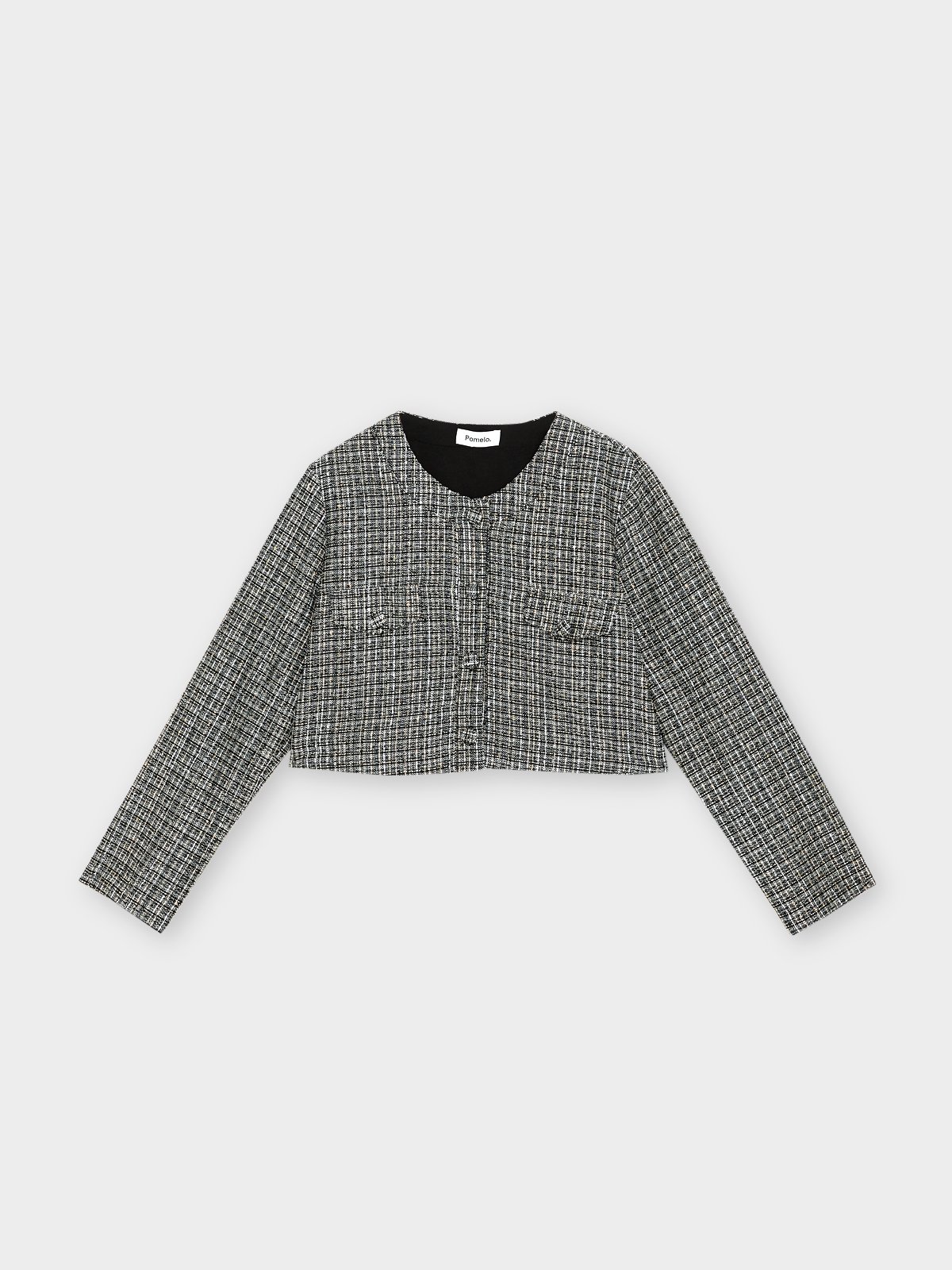 Tweed Buttoned Jacket Black Pomelo Fashion