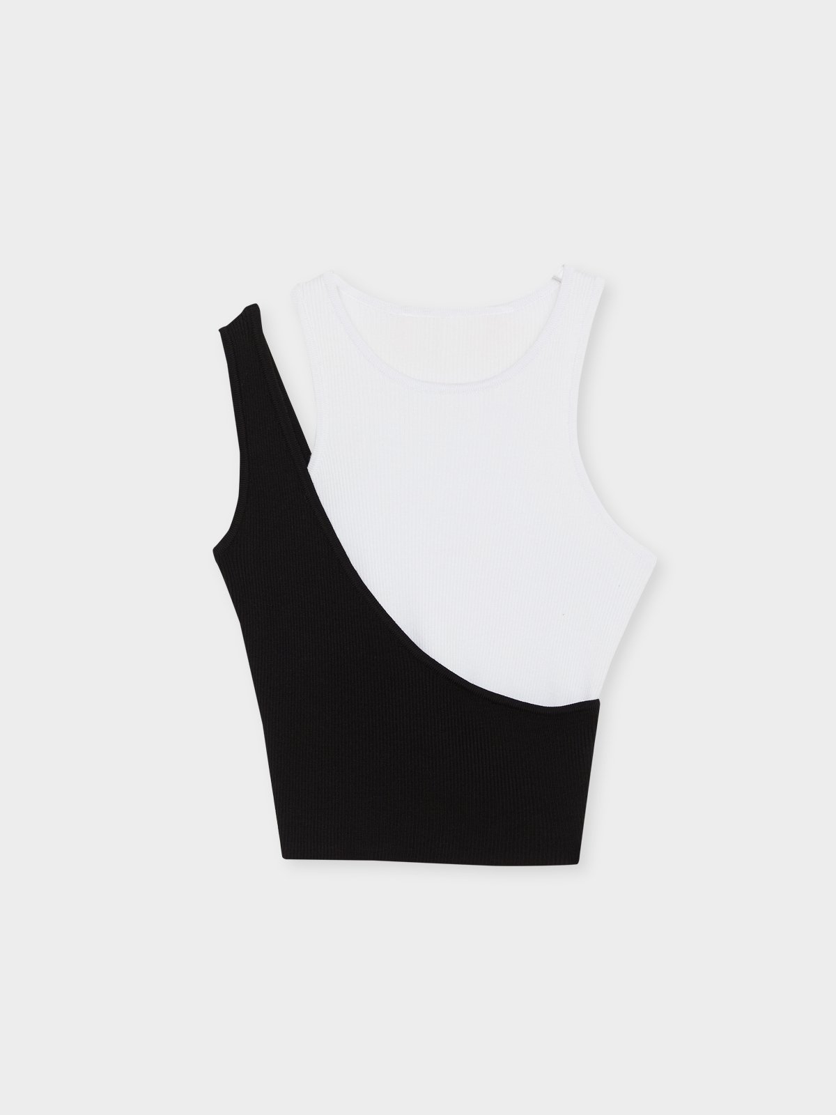 Layered Sleeveless Top Black White