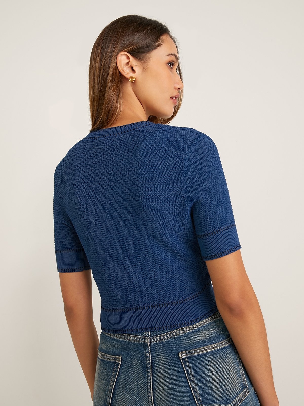 Short sleeve navy outlet blue cardigan