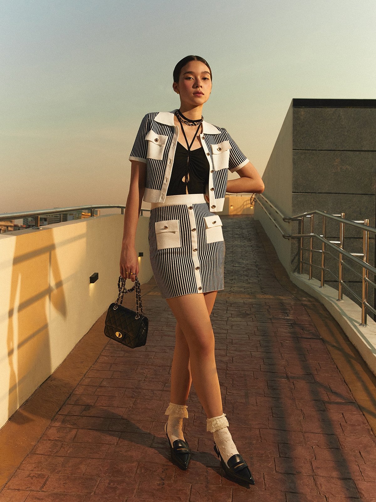 Striped sales bodycon skirt