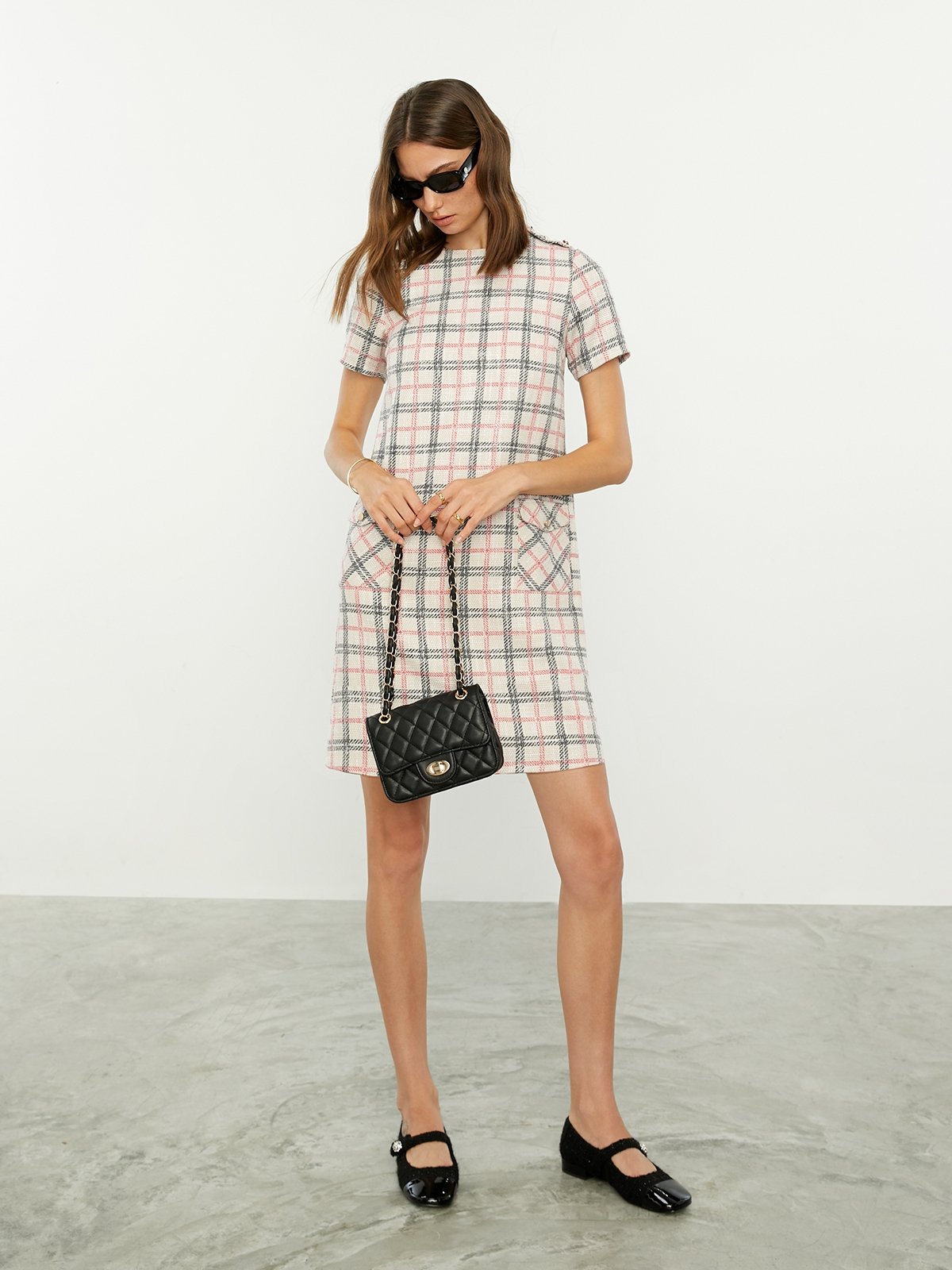 Beige 2025 tartan dress