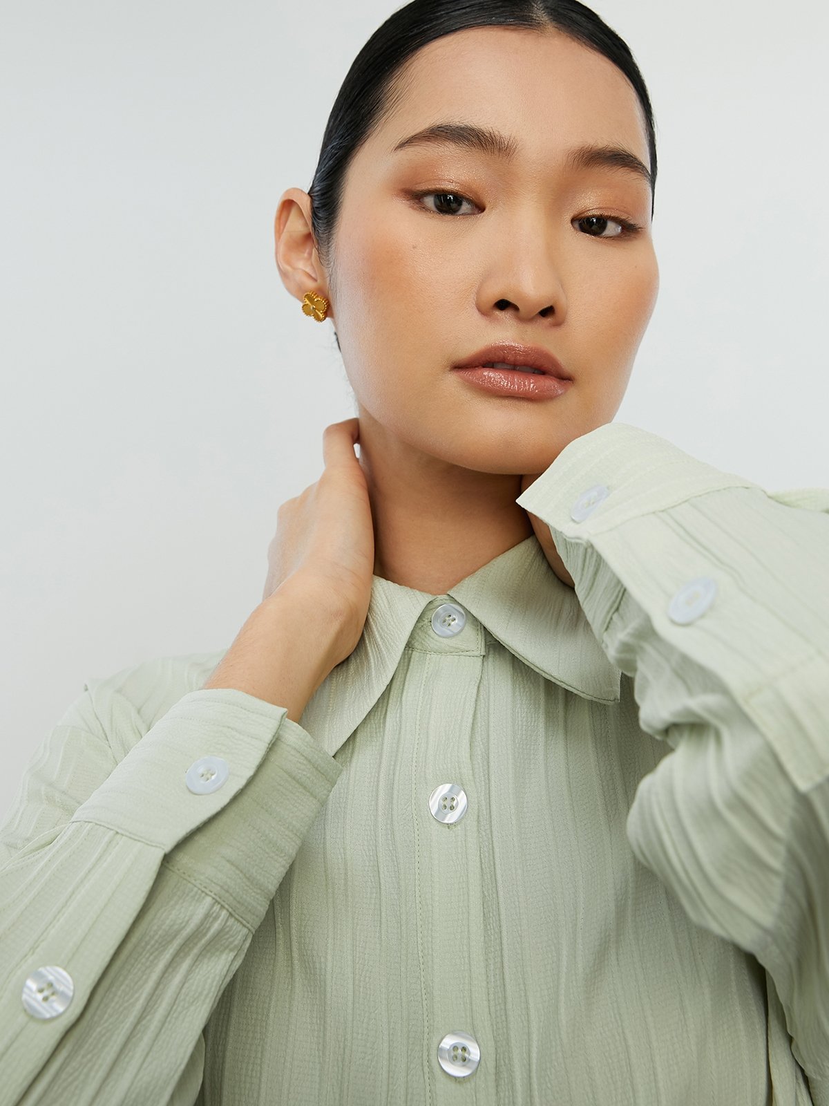 elastic-waist-long-sleeve-shirt-mint-pomelo-fashion