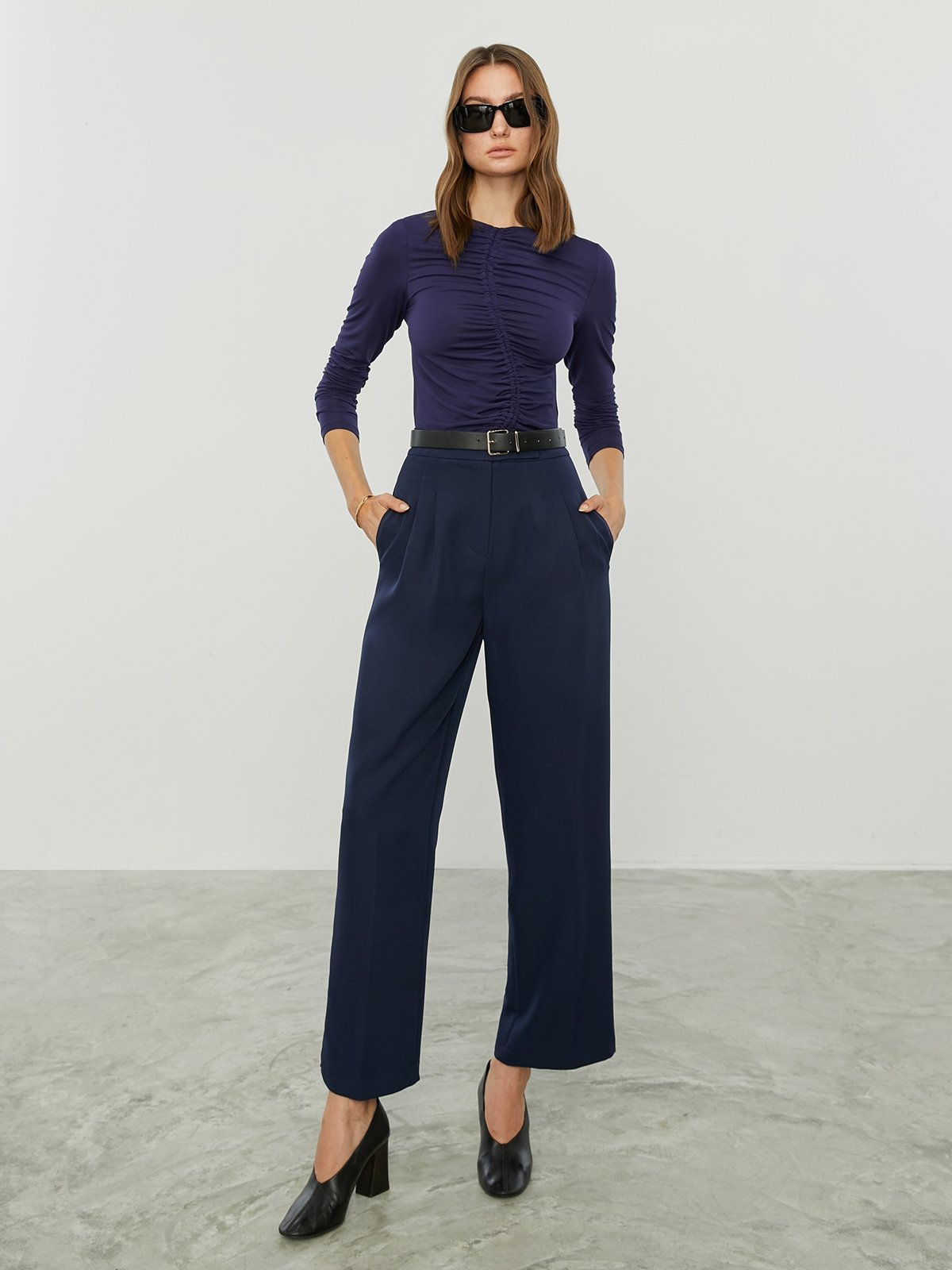 Navy straight deals leg pants