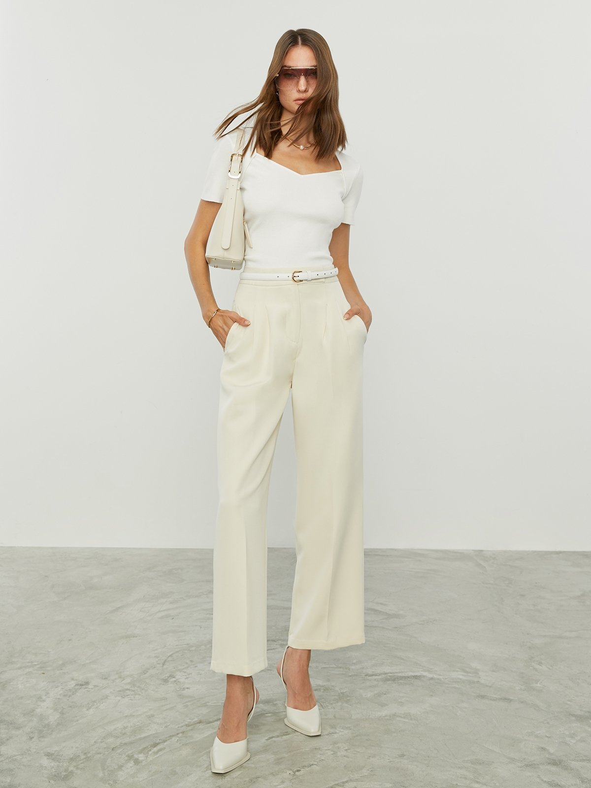 White wide leg discount capris