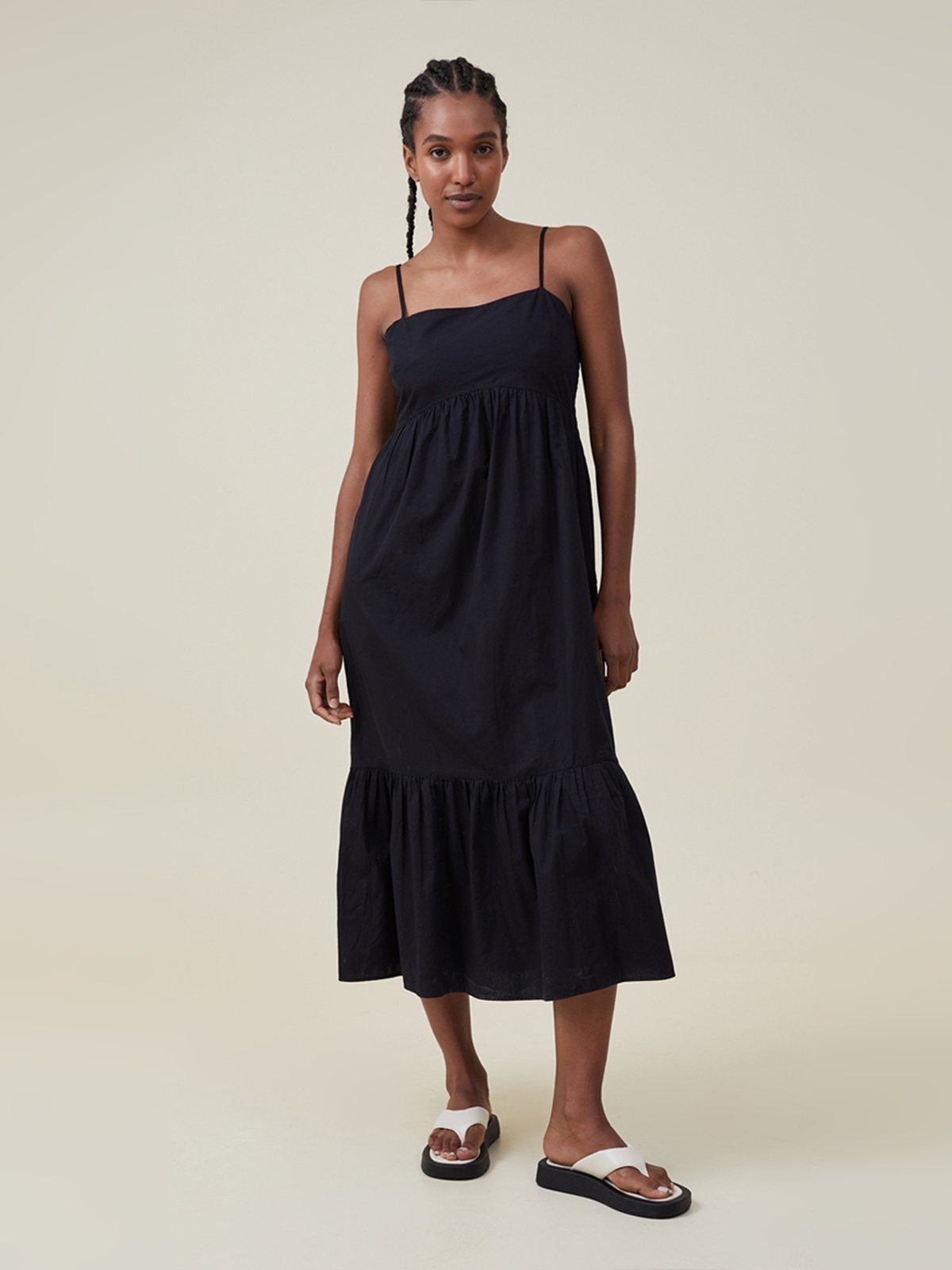 Piper Strappy Midi Dress Black Pomelo Fashion
