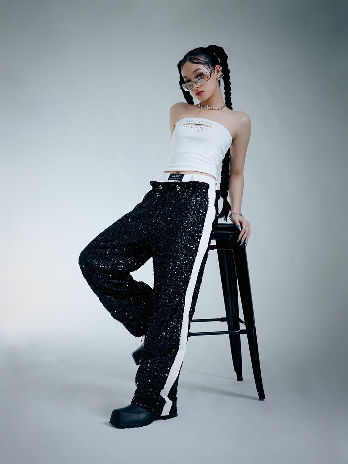 Flash Sparkle Pants Black Pomelo Fashion