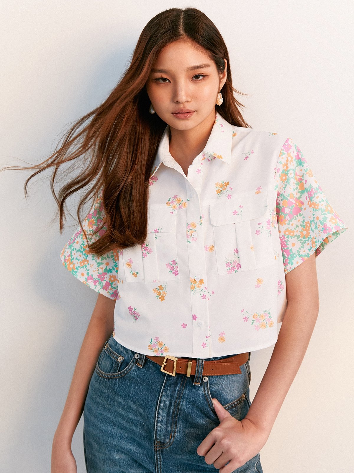 Floral Short Sleeve Shirt Multi Color Pomelo Fashion