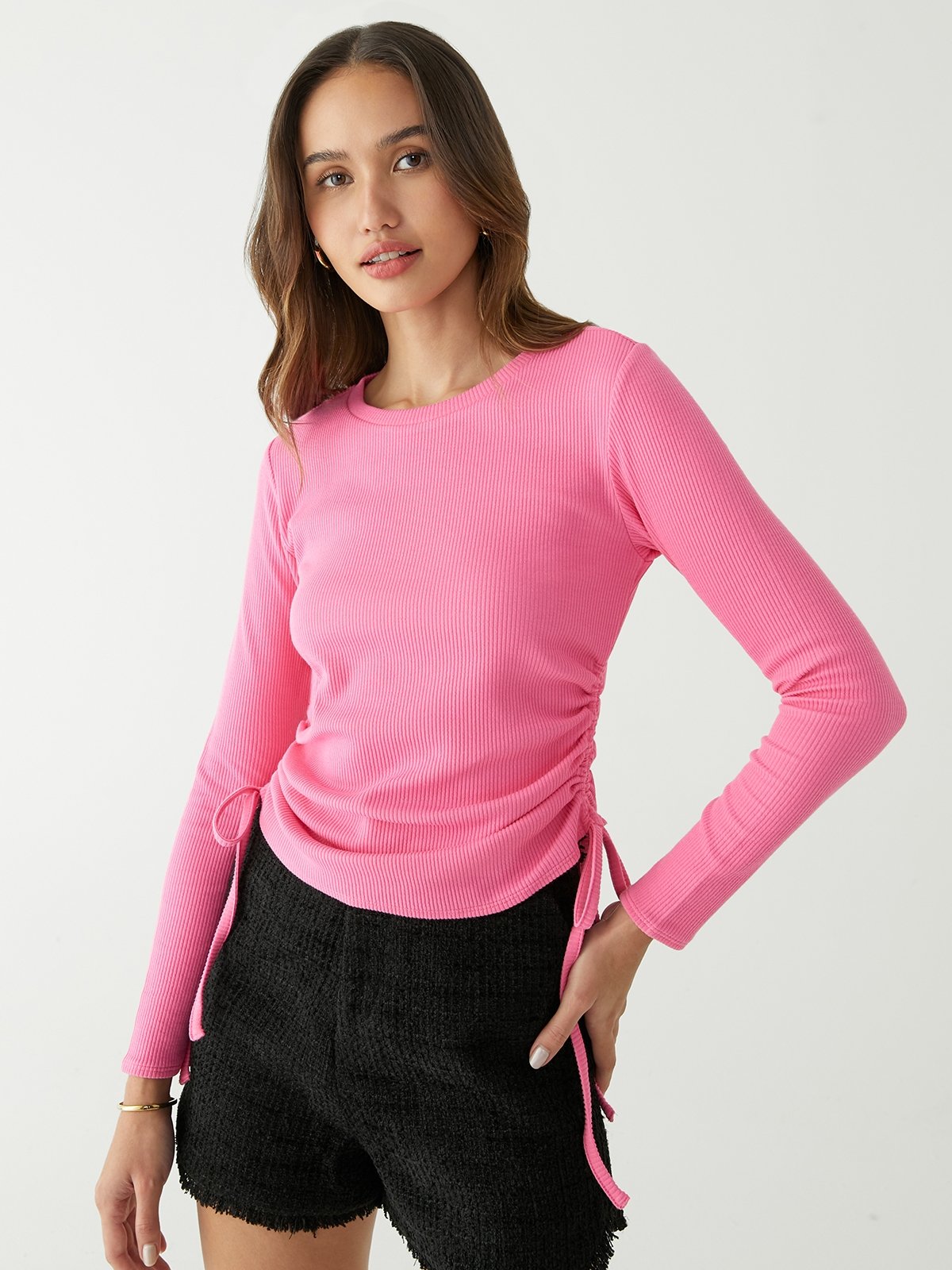 knit-side-ruched-top-pink-pomelo-fashion