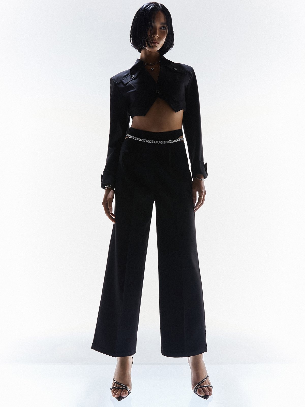 Cut out pants black pomelo fashion