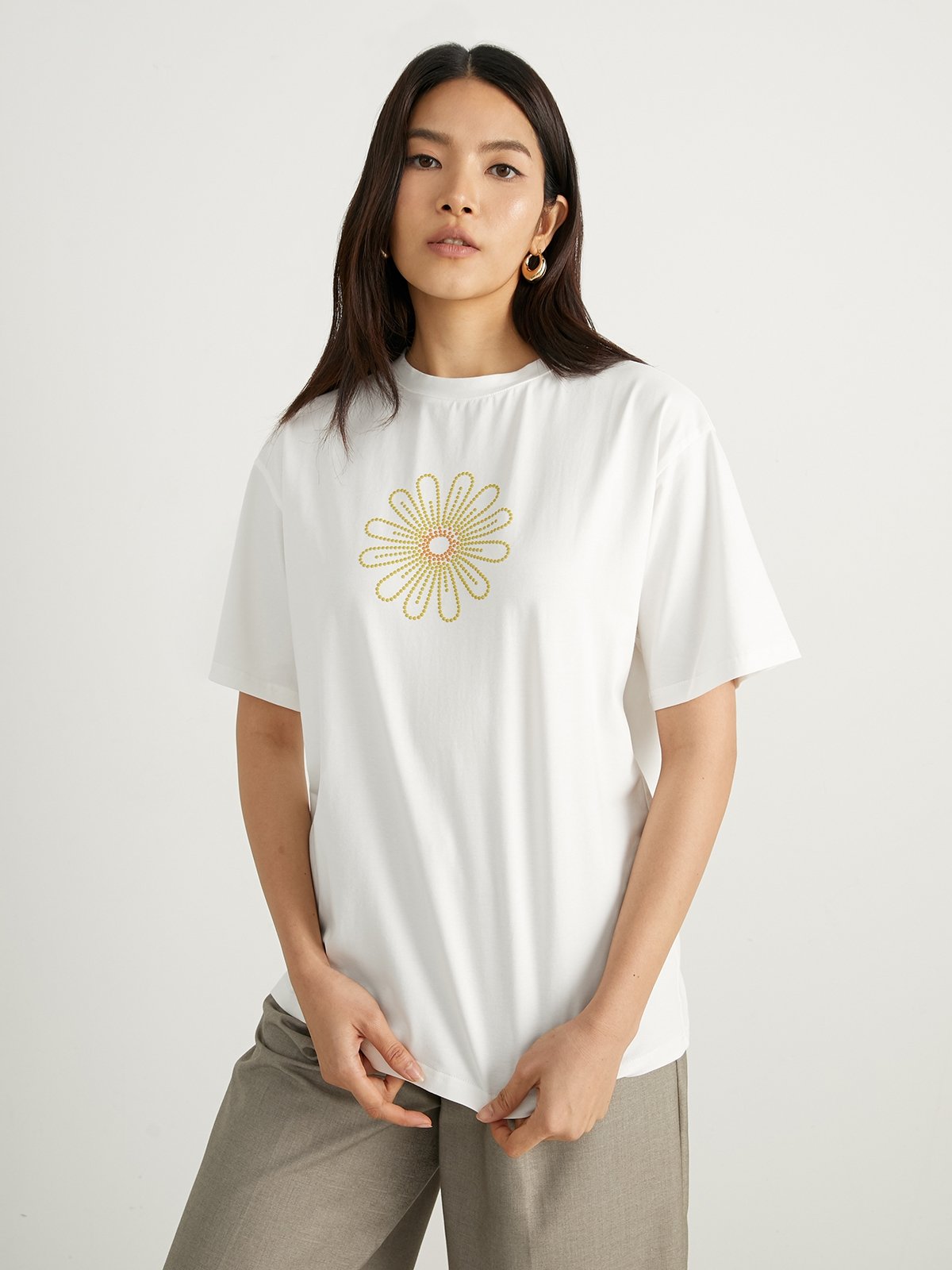 Flower Short Sleeve Tee White