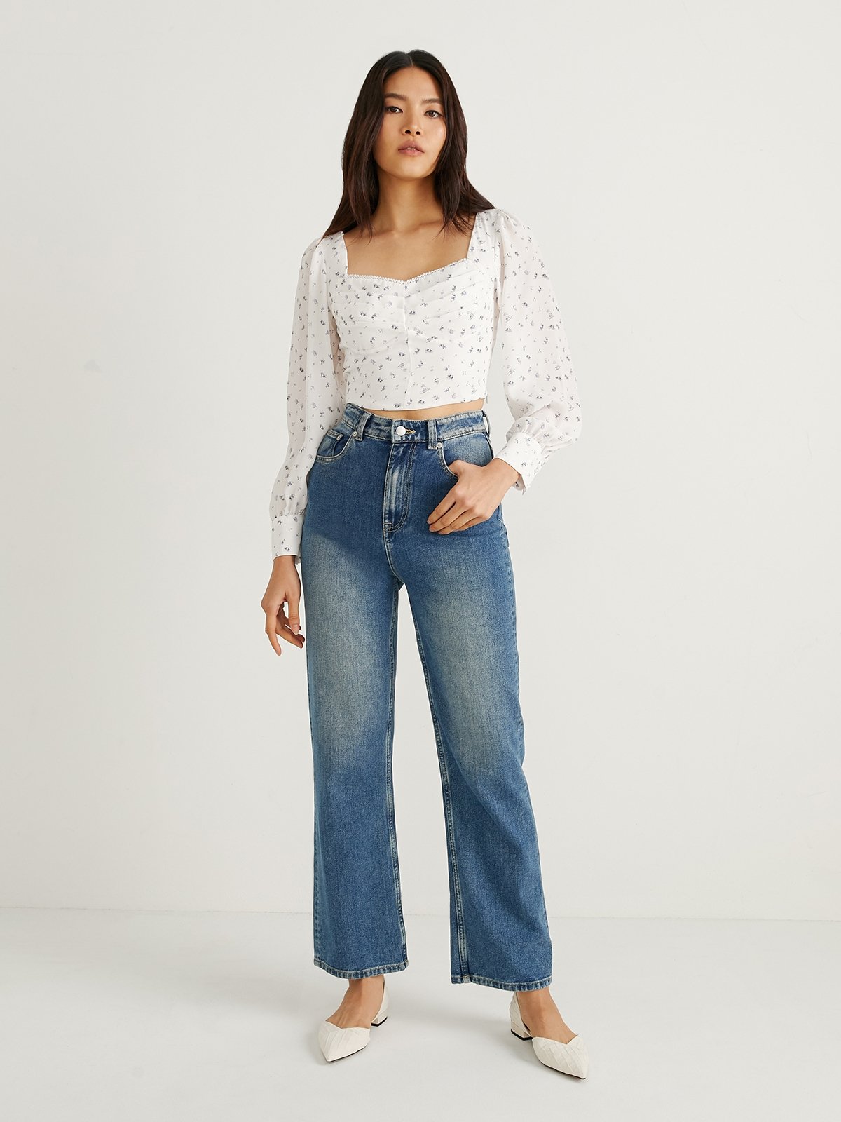 Long Sleeves White Blouse main image 1