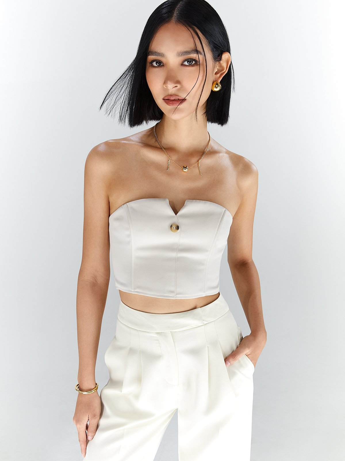 Strapless Top Beige