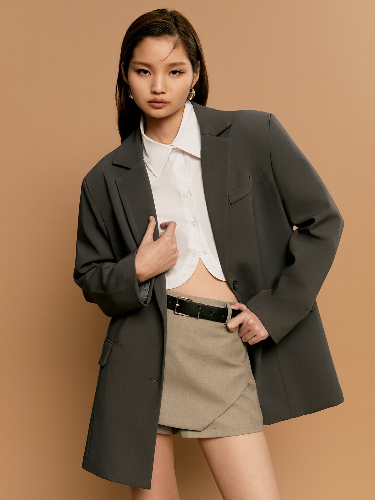 Oversized Blazer Dark Grey