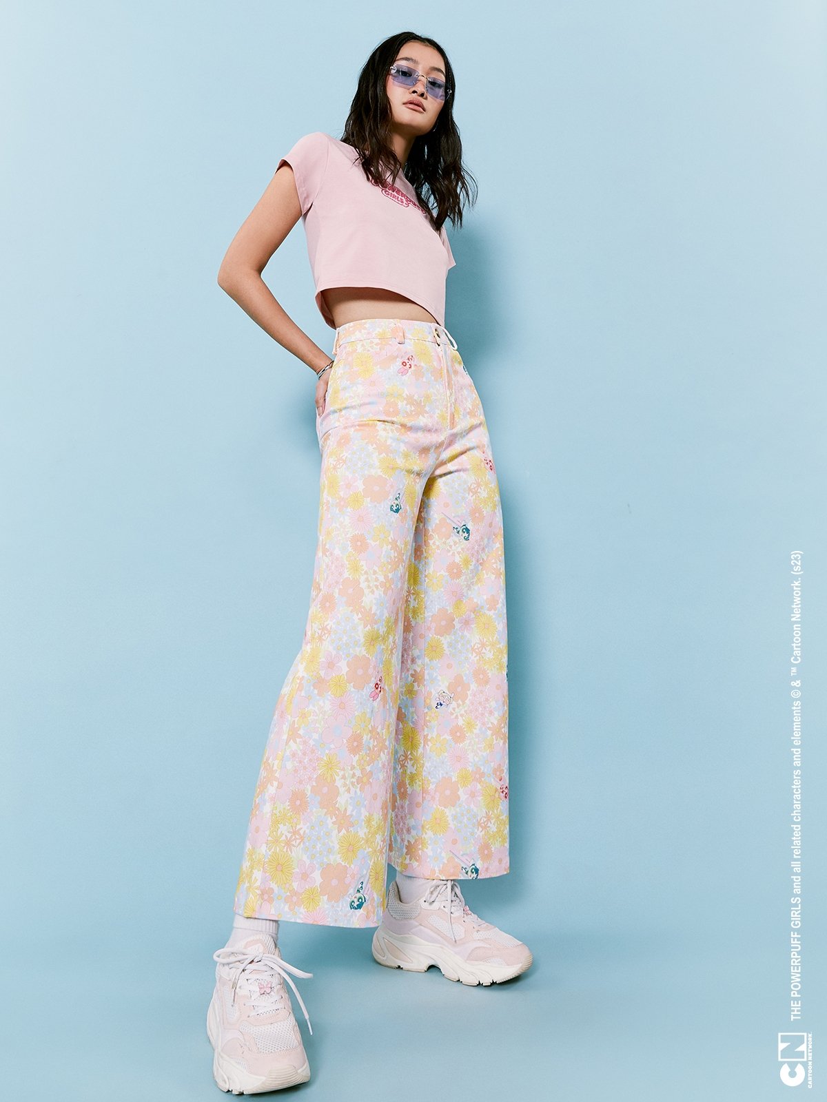 The Powerpuff Girls Wide Leg Pants Yelllow Pomelo Fashion