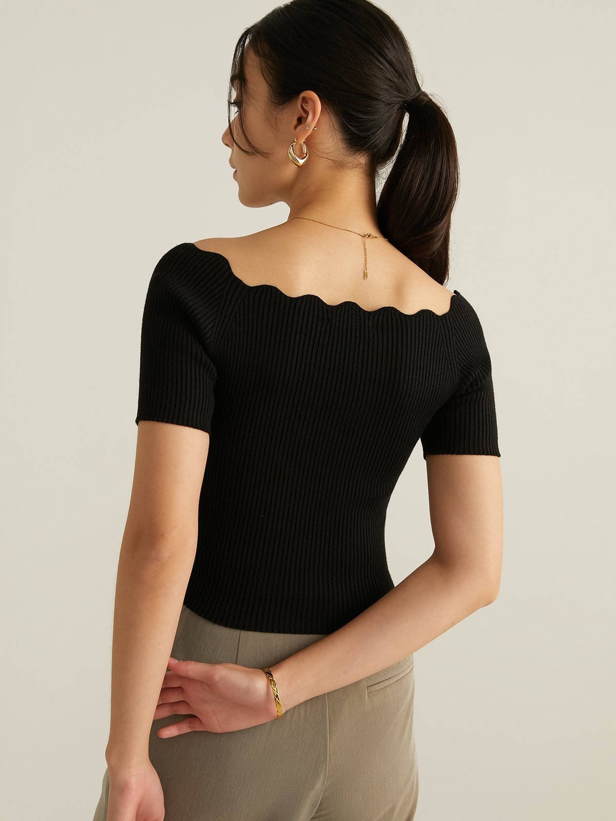 Black off shoulder deals top short sleeve