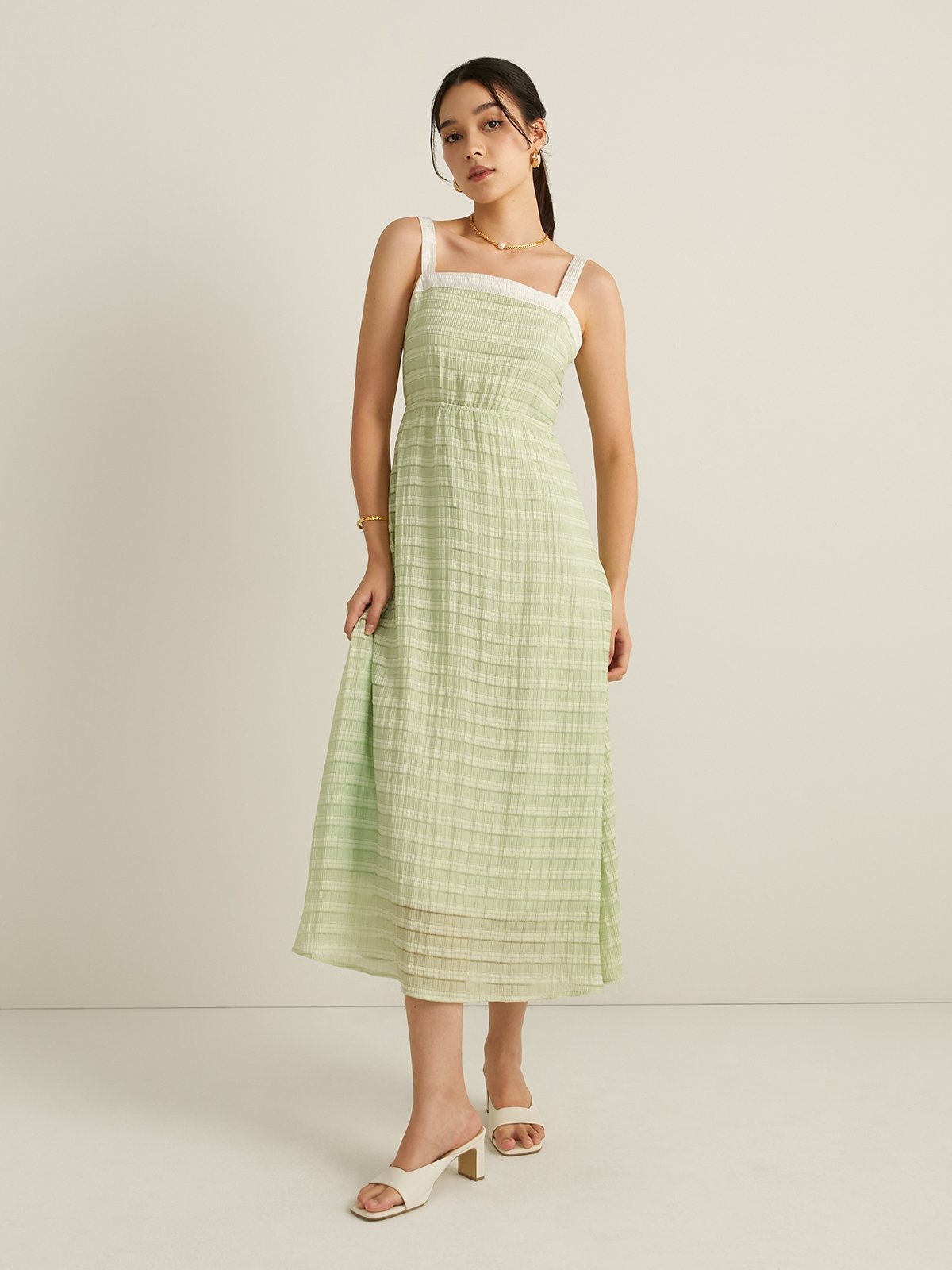Striped Maxi Dress Mint Pomelo Fashion