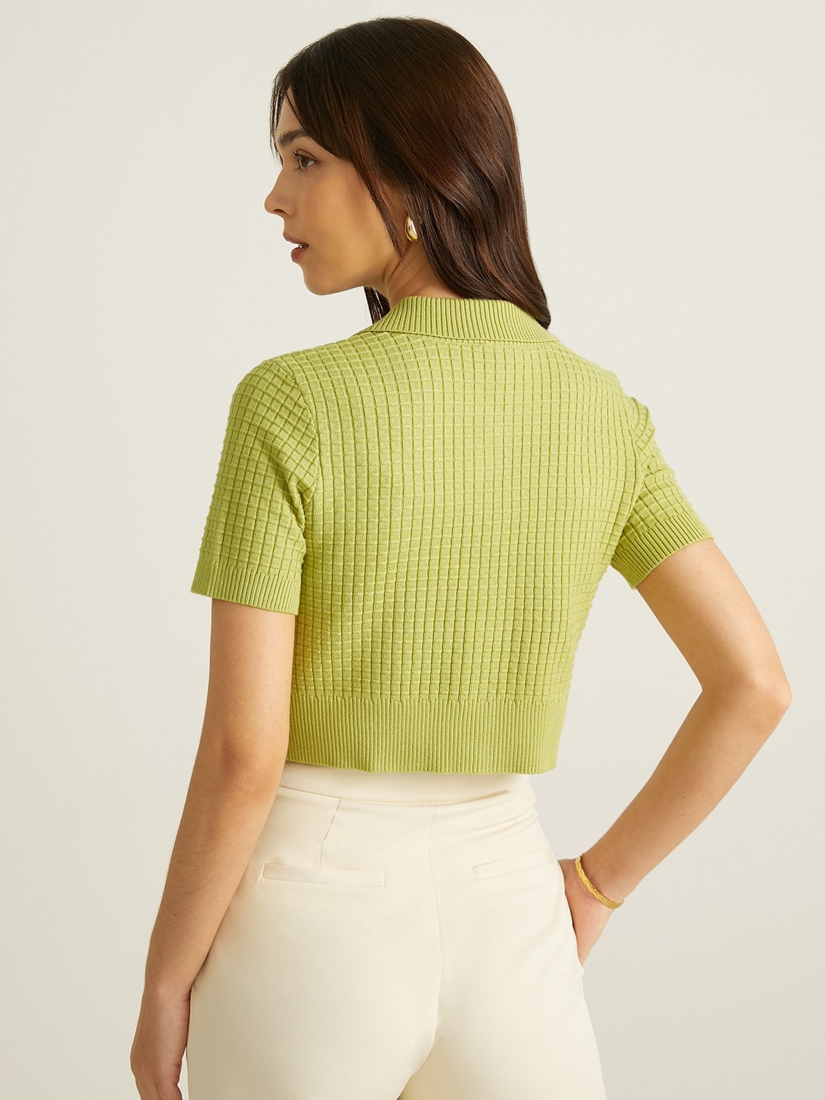 Green crop sales top sweater