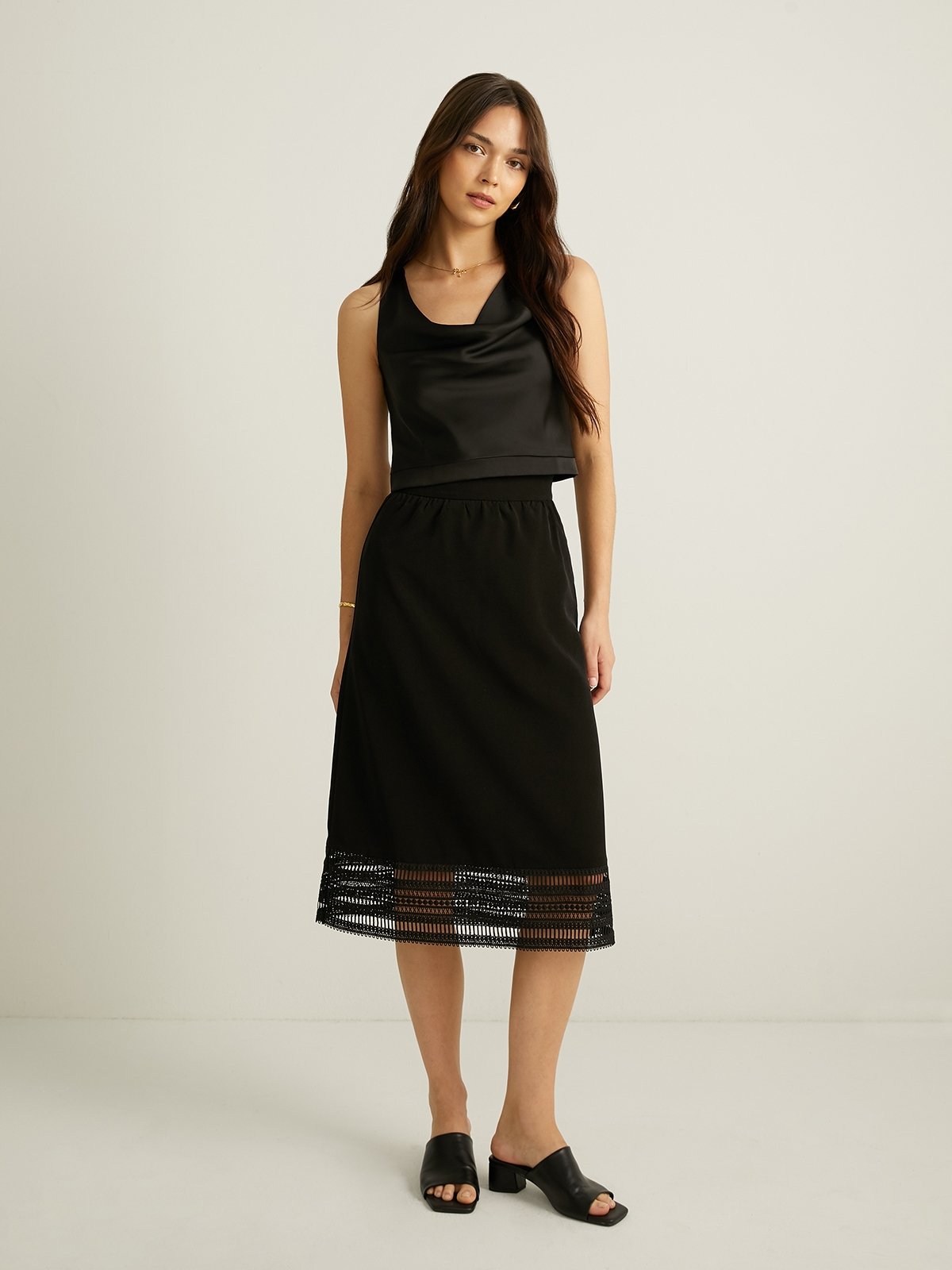 Black midi hem sales skirt