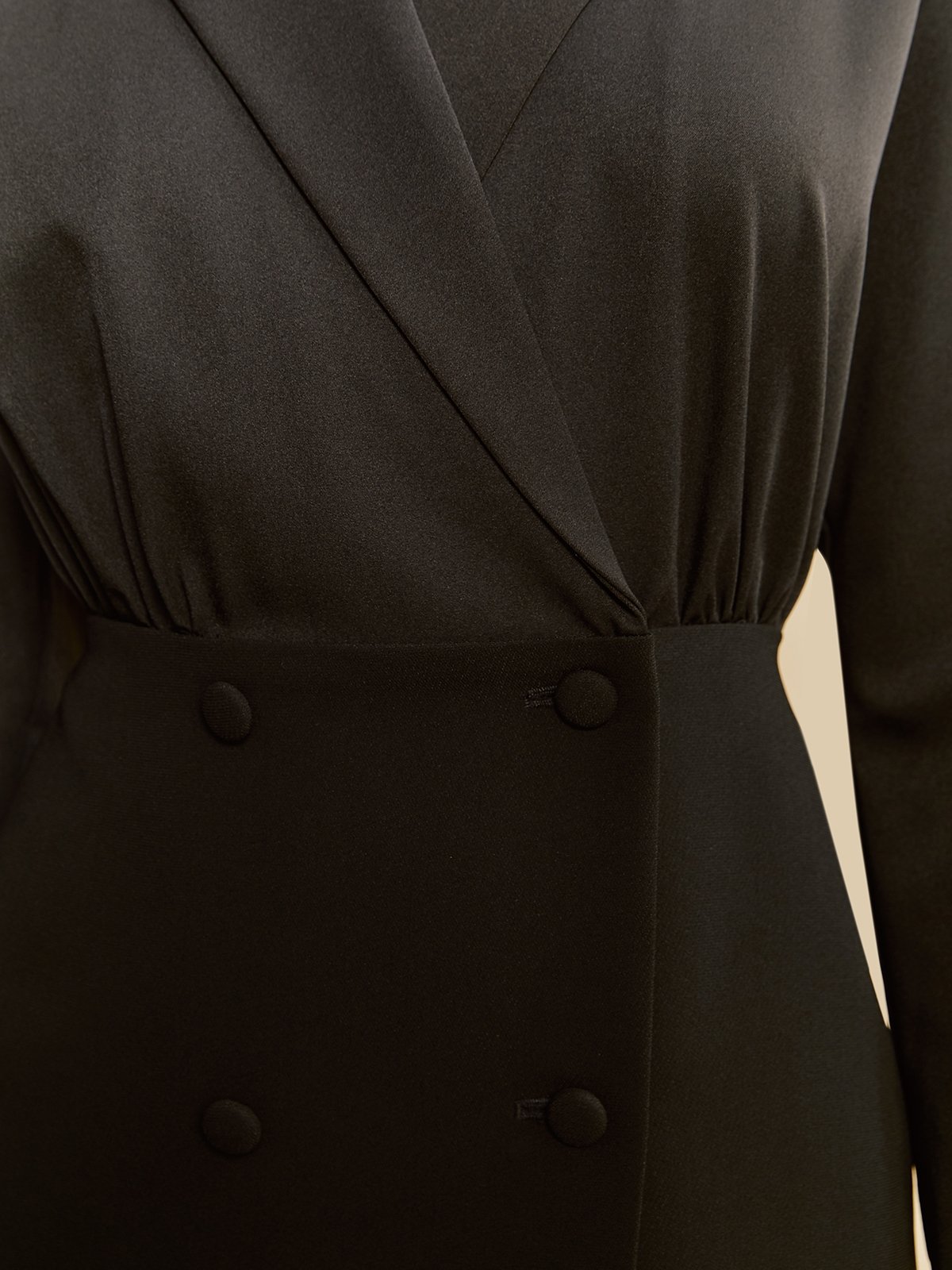 Button Detailed Long Sleeve Mini Dress Black Pomelo Fashion
