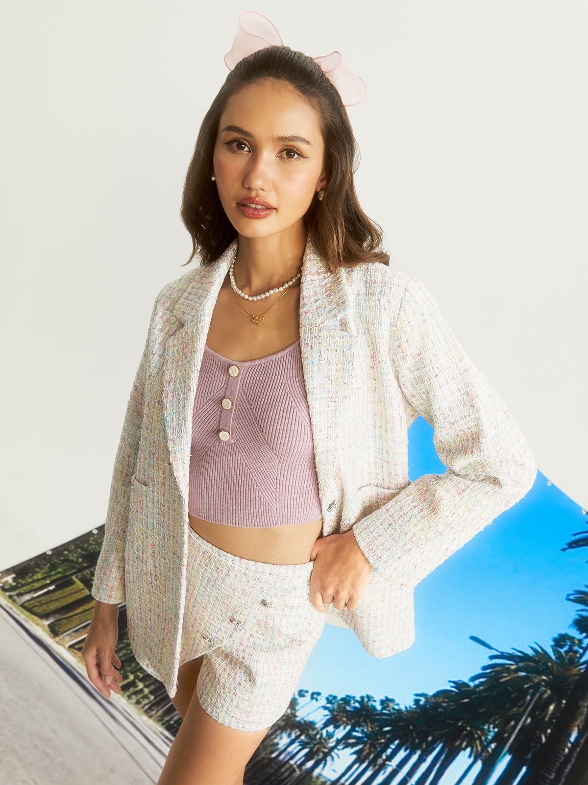 White tweed blazer outlet