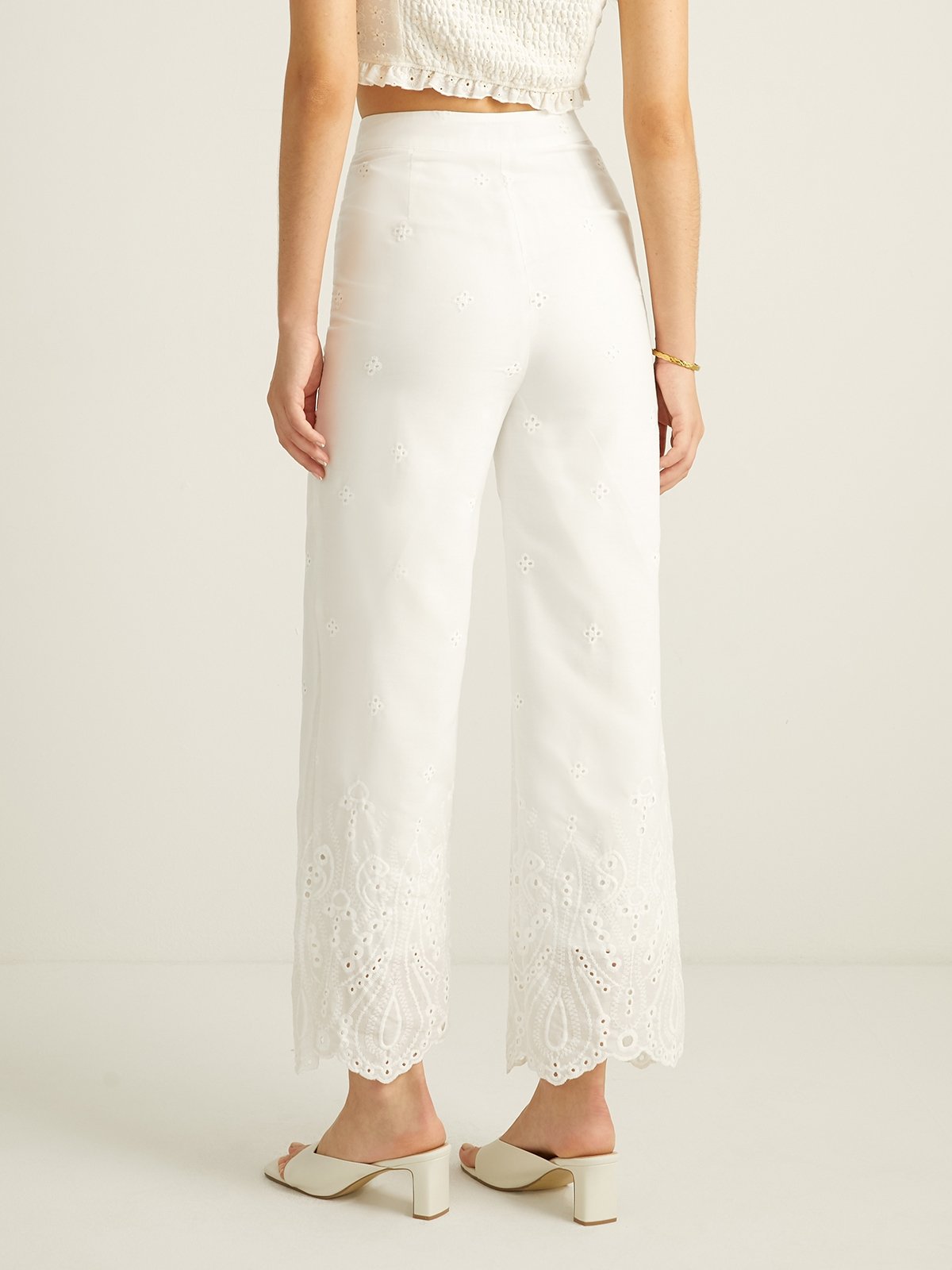 White lace top palazzo pants