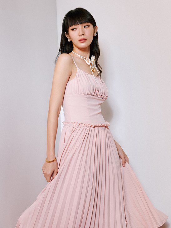Halter Mini Dress - Pink - Pomelo Fashion