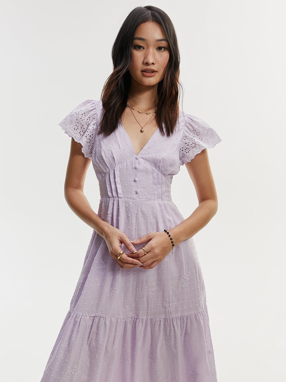 Purple discount eyelet dress