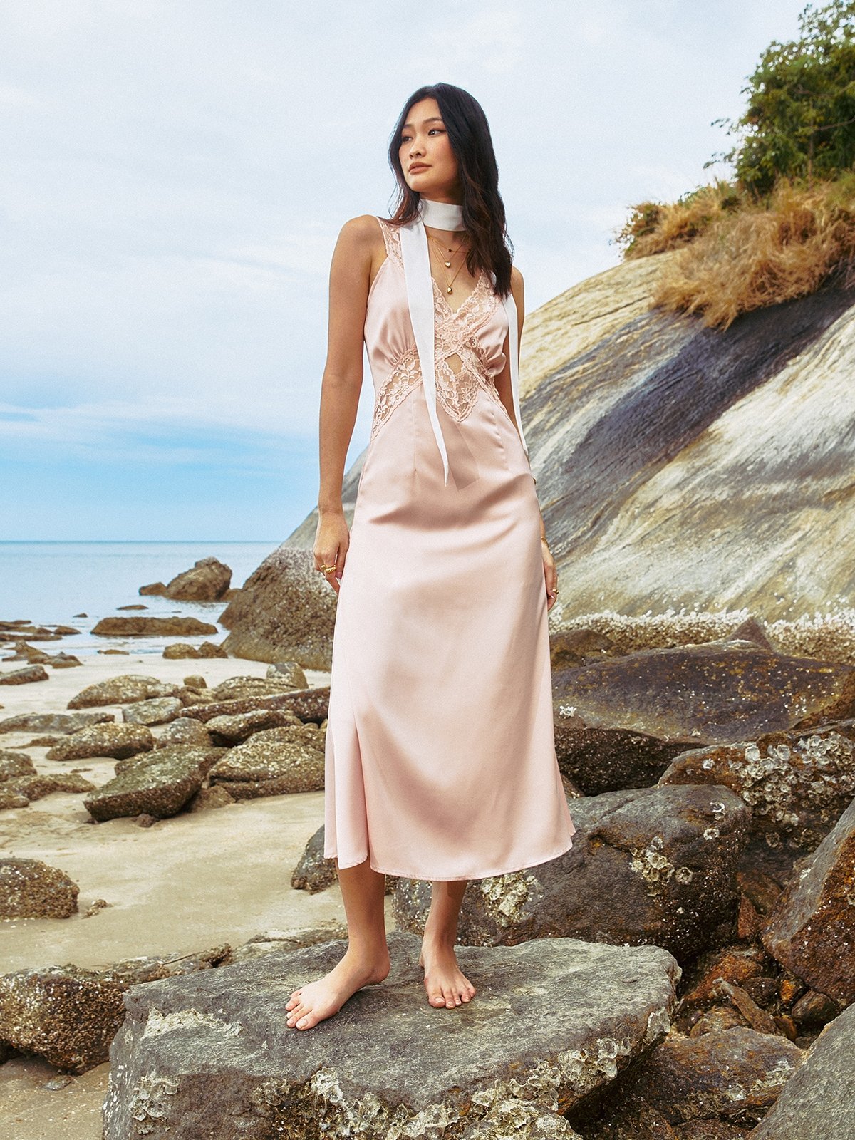 Pink lace maxi clearance